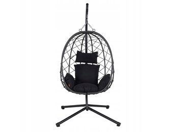 NUFORMA City Hangstoel - Handgevlochten Ei met Luxe Kussens