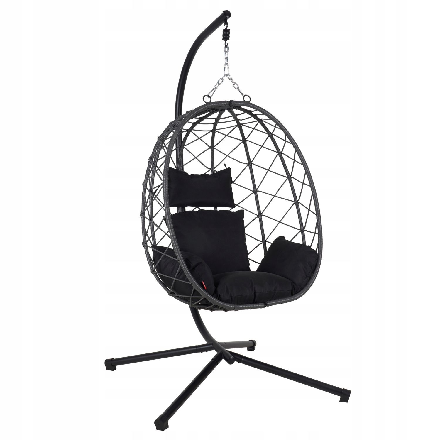 NUFORMA City Hangstoel - Handgevlochten Ei met Luxe Kussens