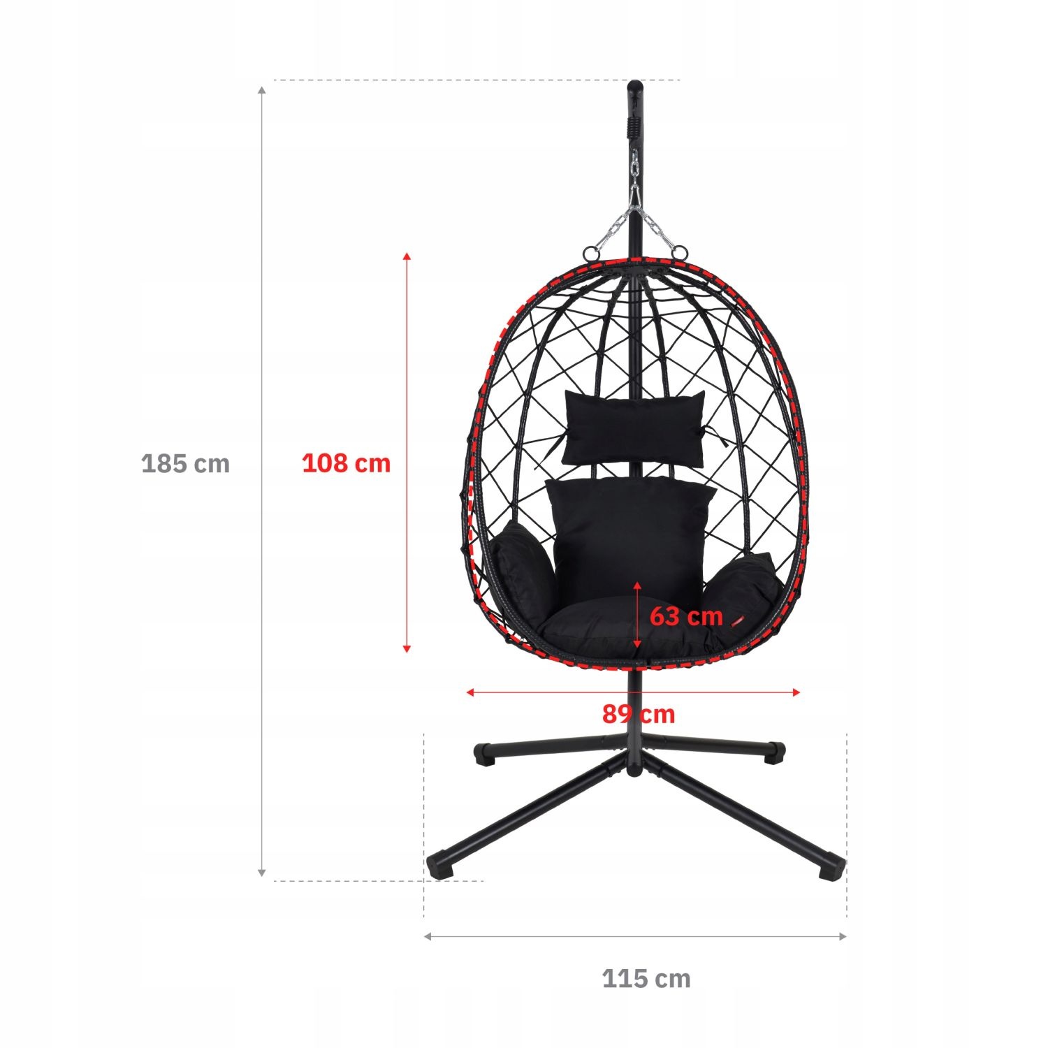 NUFORMA City Hangstoel - Handgevlochten Ei met Luxe Kussens