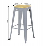 NUFORMA Barkruk Loftstijl - Zilver met Geïmpregneerd Grenenhout