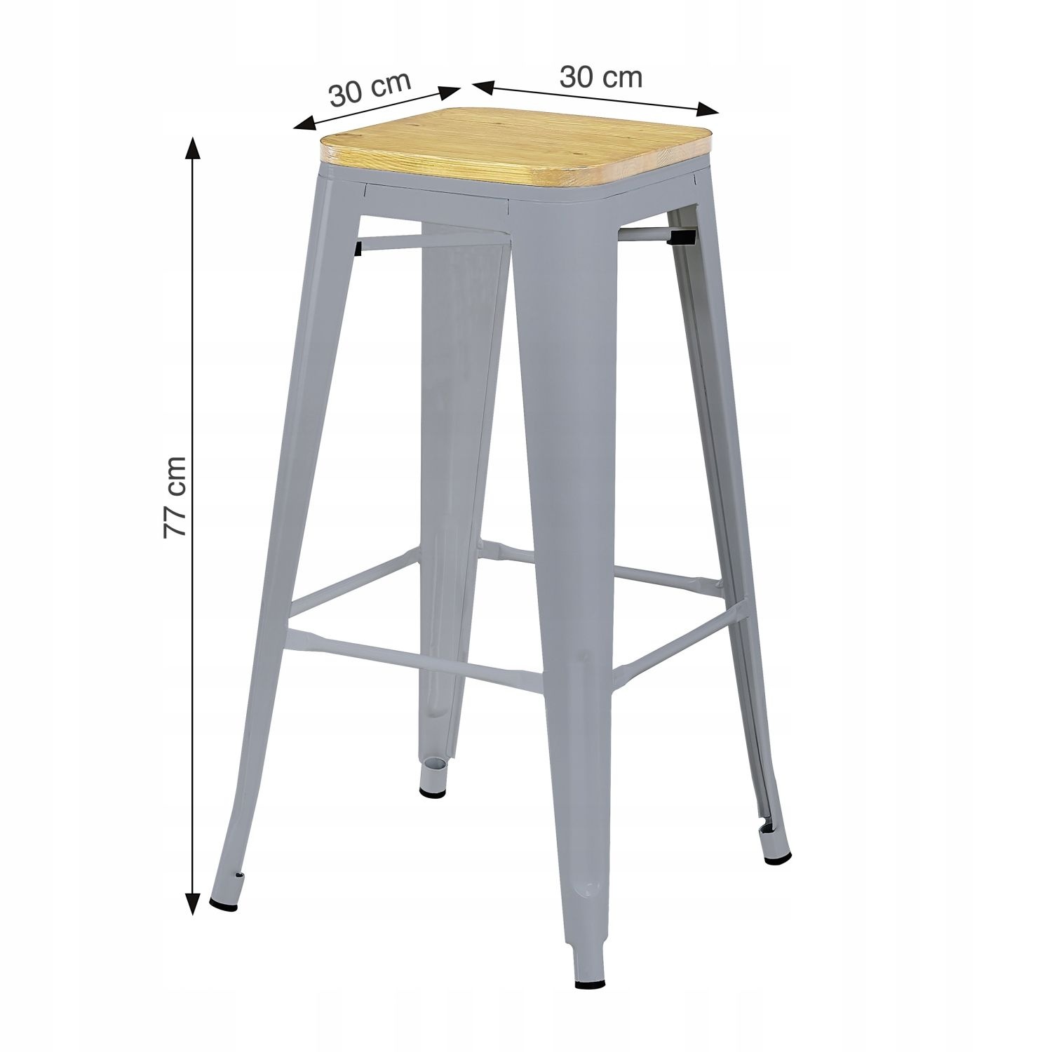NUFORMA Barkruk Loftstijl - Zilver met Geïmpregneerd Grenenhout