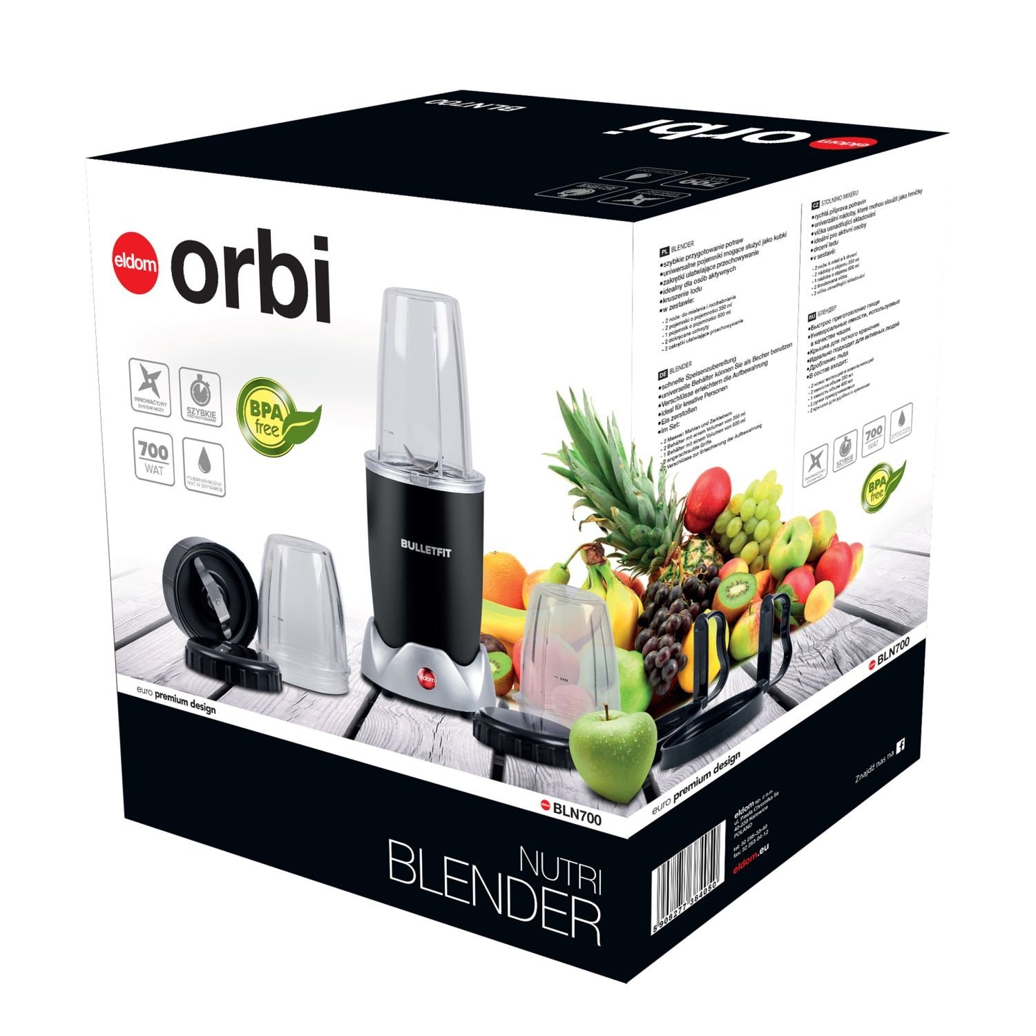 ELDOM Nutri BLN700 Blender - Krachtige smoothie maker met 3 bekers