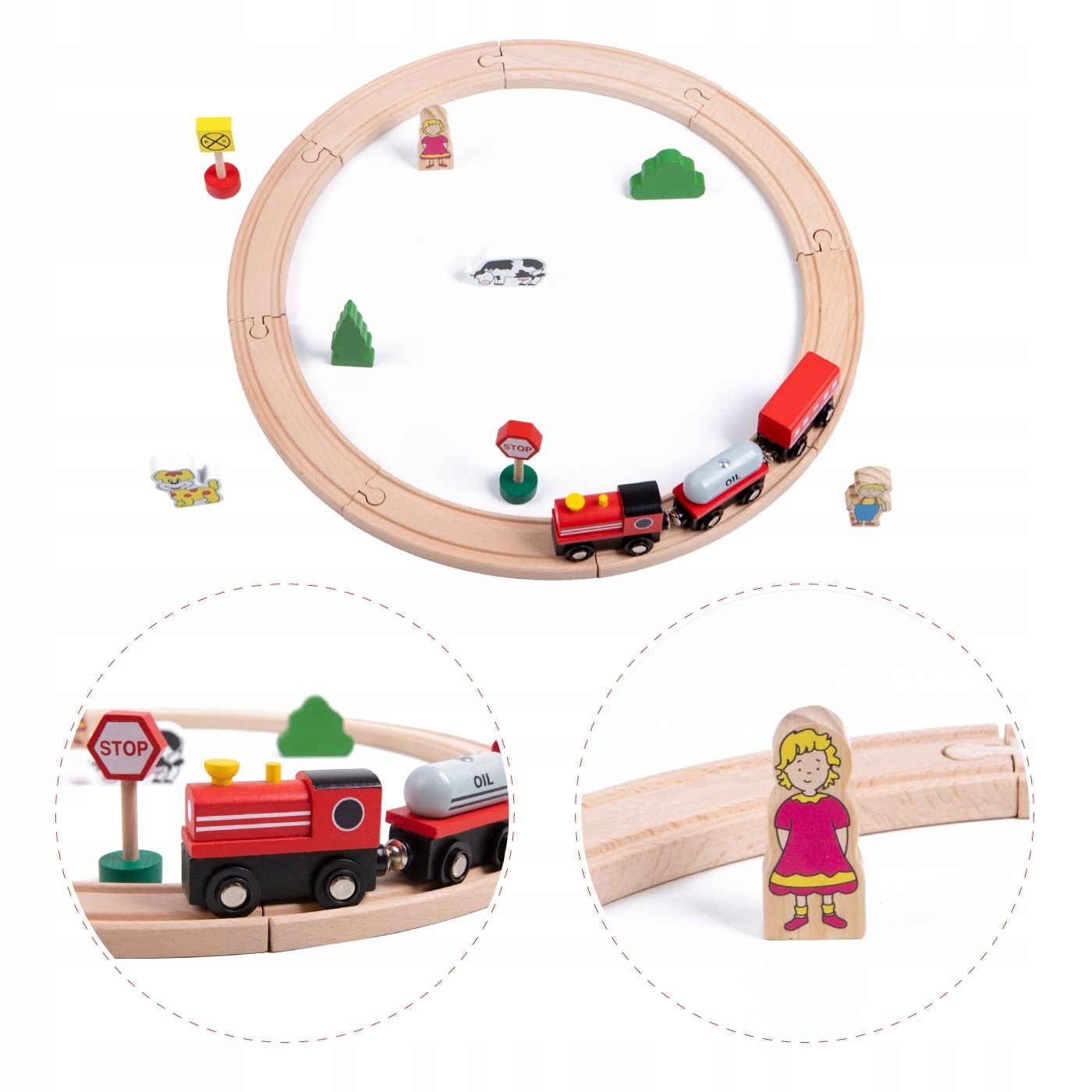 PAN PATYK Houten Treinset 20-delig - Stimuleert Creativiteit & Motoriek