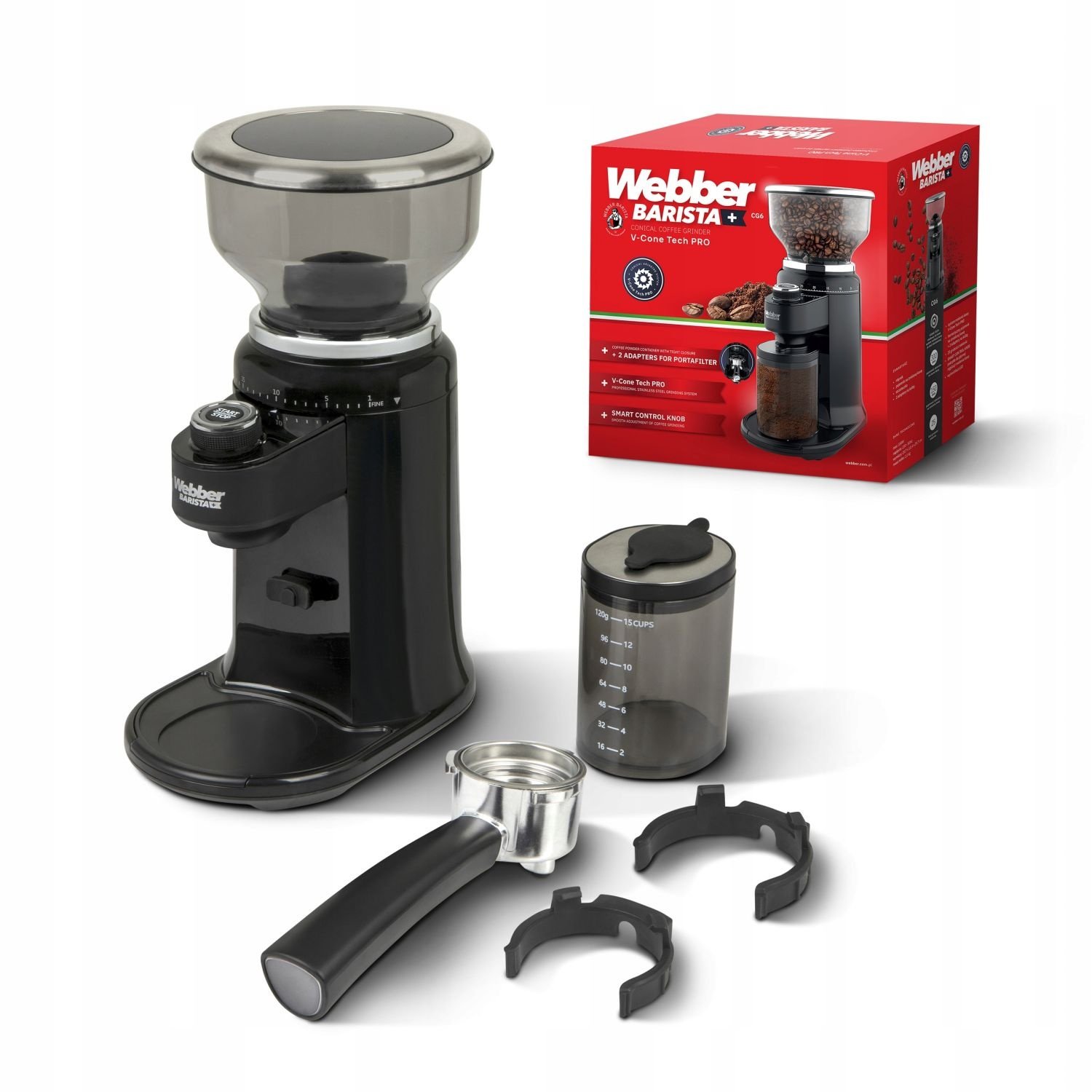 WEBBER CG6 Elektrische Koffiemolen - 25 Maalstanden met RVS Schijven