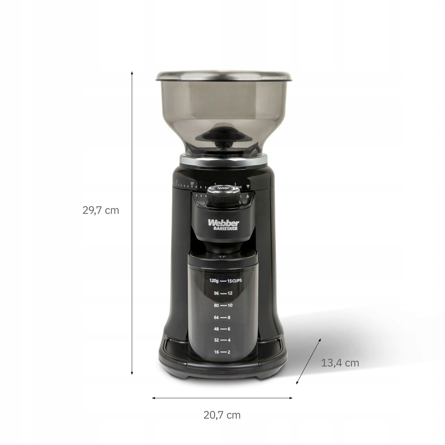 WEBBER CG6 Elektrische Koffiemolen - 25 Maalstanden met RVS Schijven