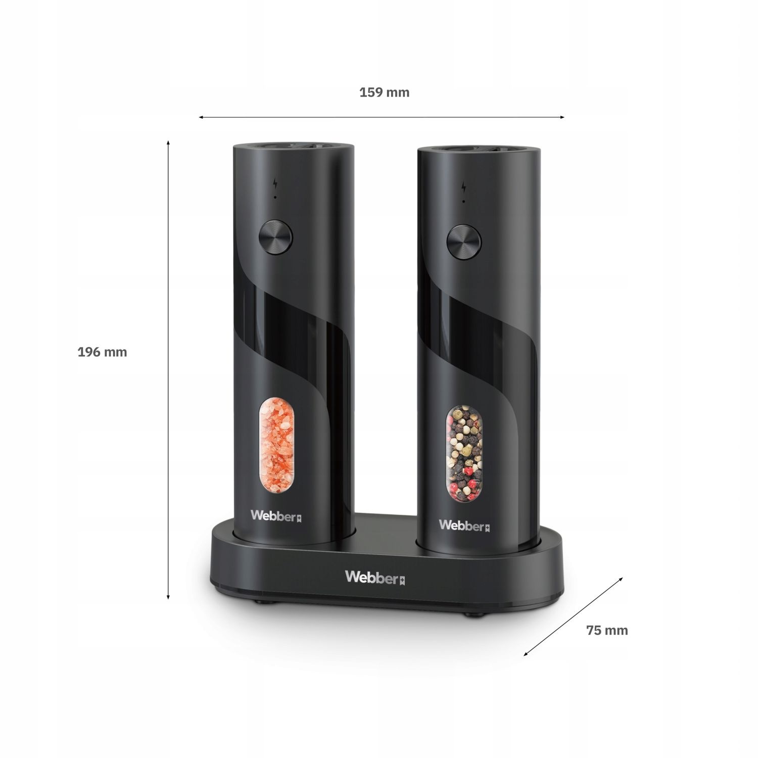 WEBBER Elektrische Peper- en Zoutmolens - Set van 2 USB Oplaadbaar