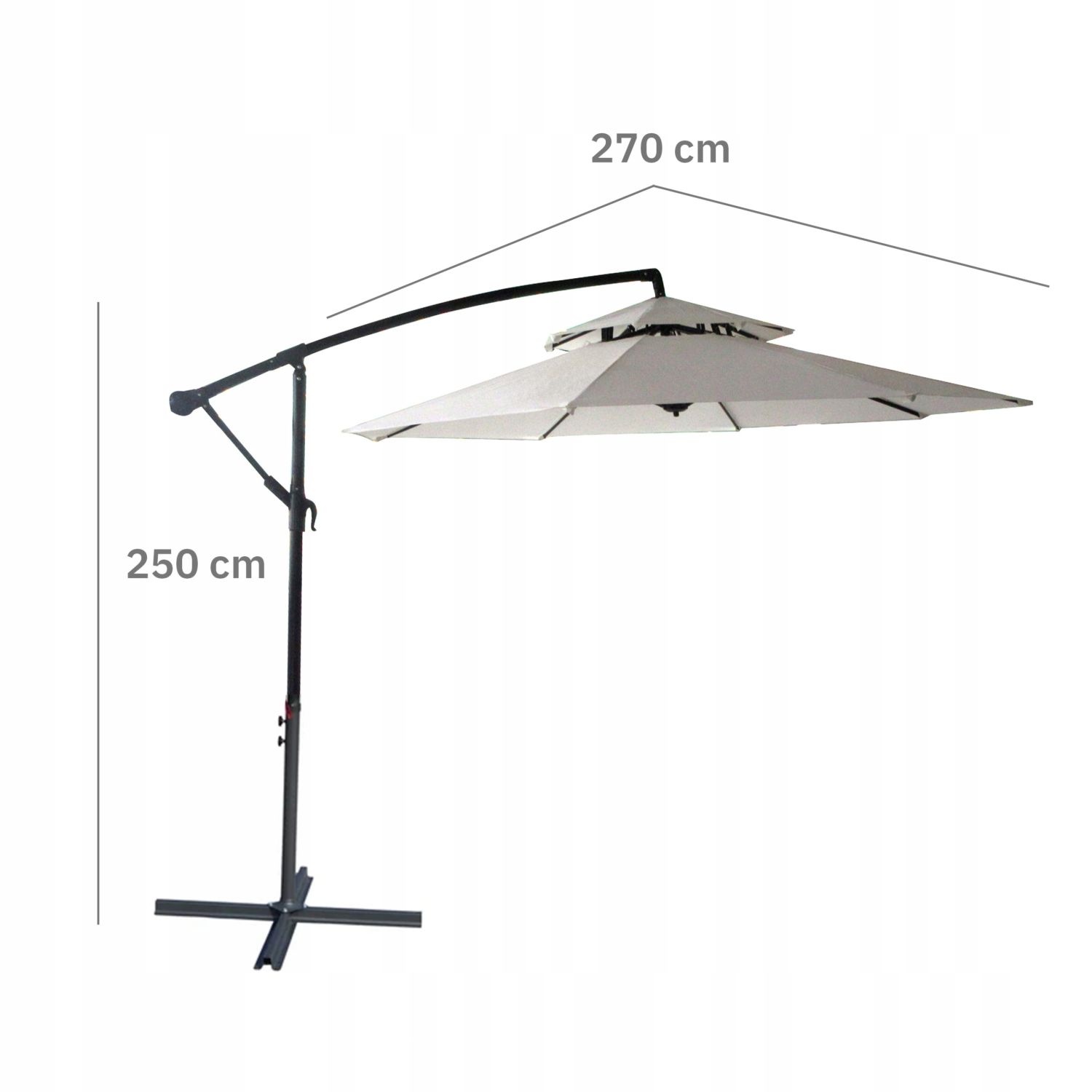 GARDENSELECT Zweefparasol 2,7m - Optimale Schaduw en Kantelbaar Doek