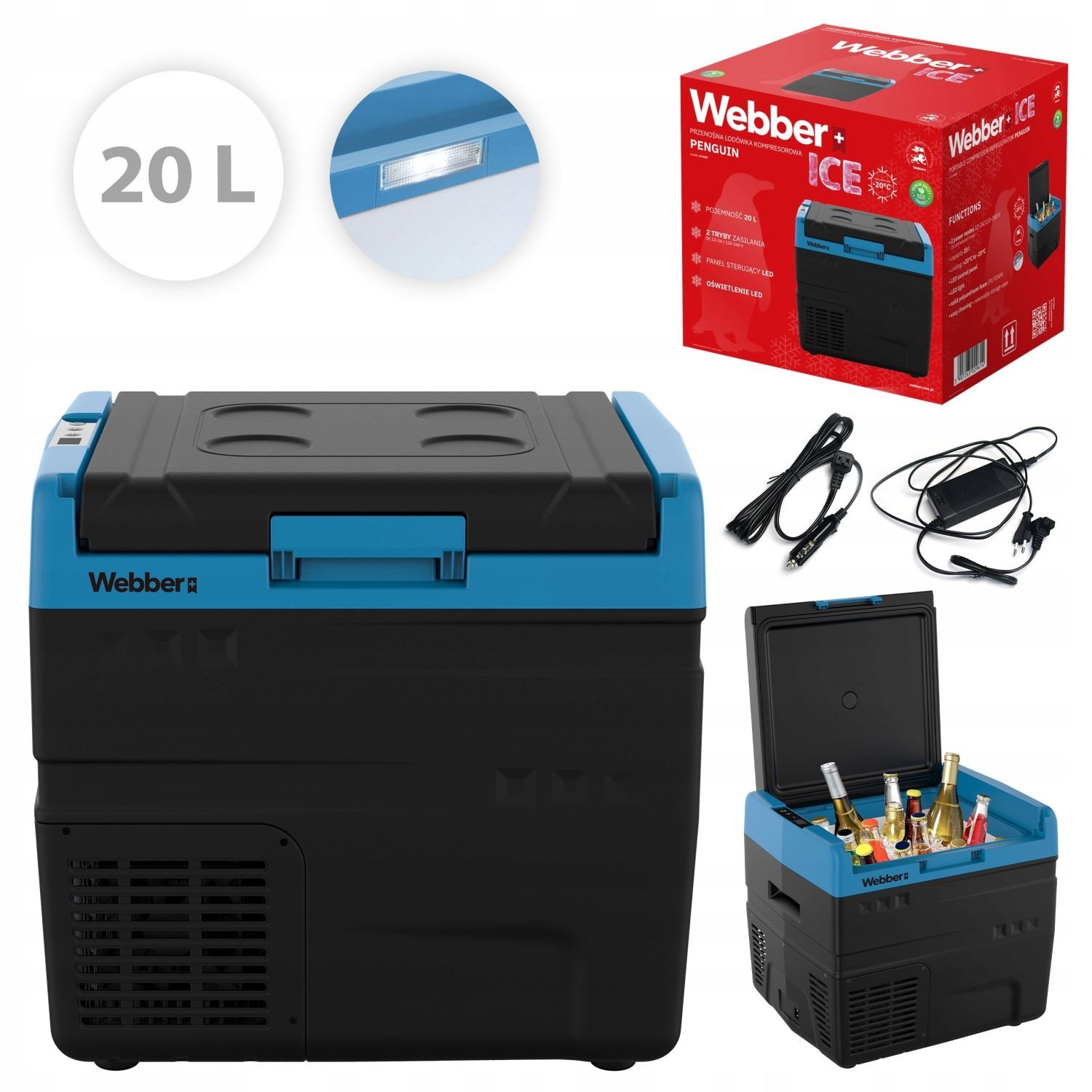 Webber Compressorkoelbox LK-020 Penguin - Koelt en vriest tot -20°C