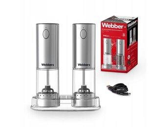 WEBBER Elektrische Peper- en Zoutmolen - USB Oplaadbare Set van 2