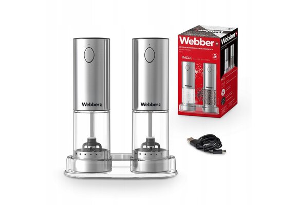 WEBBER Elektrische Peper- en Zoutmolen - USB Oplaadbare Set van 2