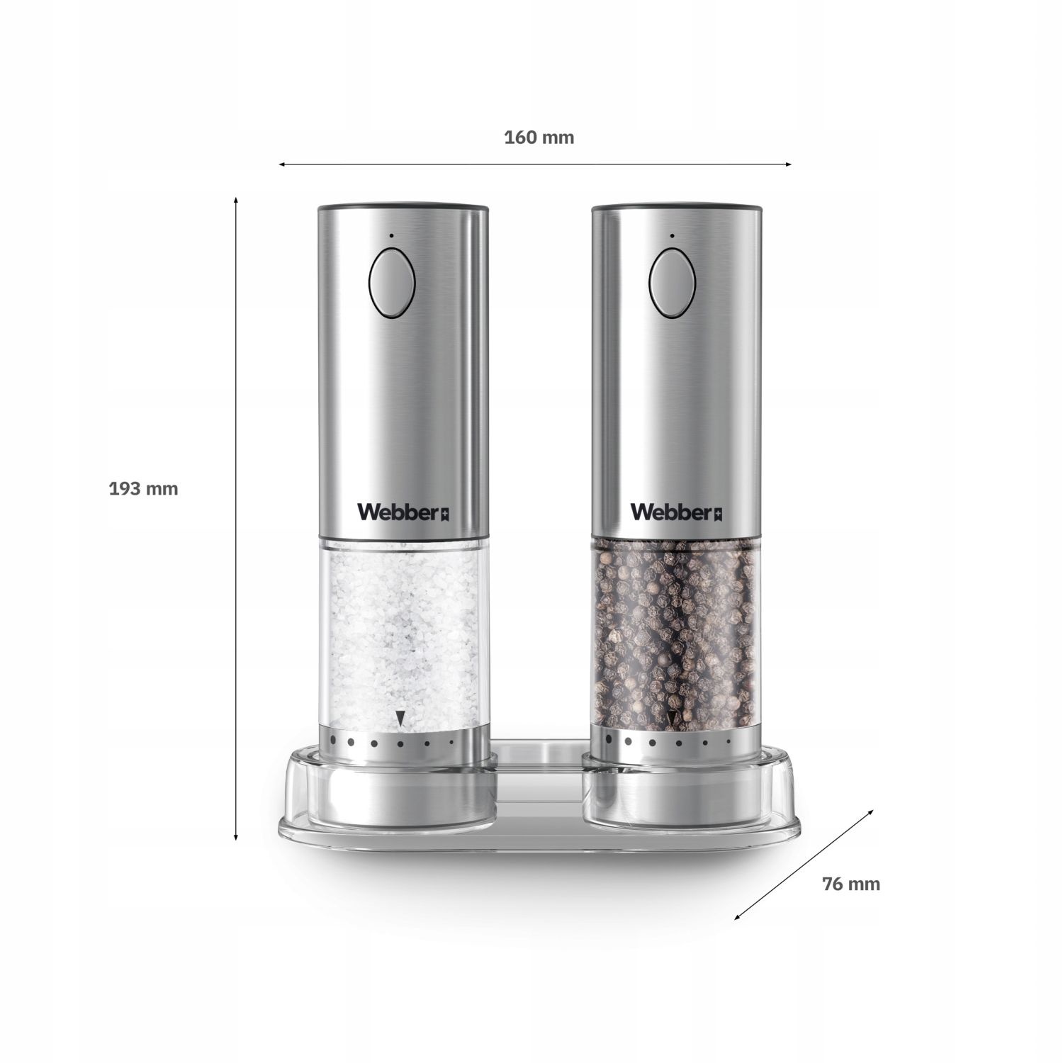 WEBBER Elektrische Peper- en Zoutmolen - USB Oplaadbare Set van 2