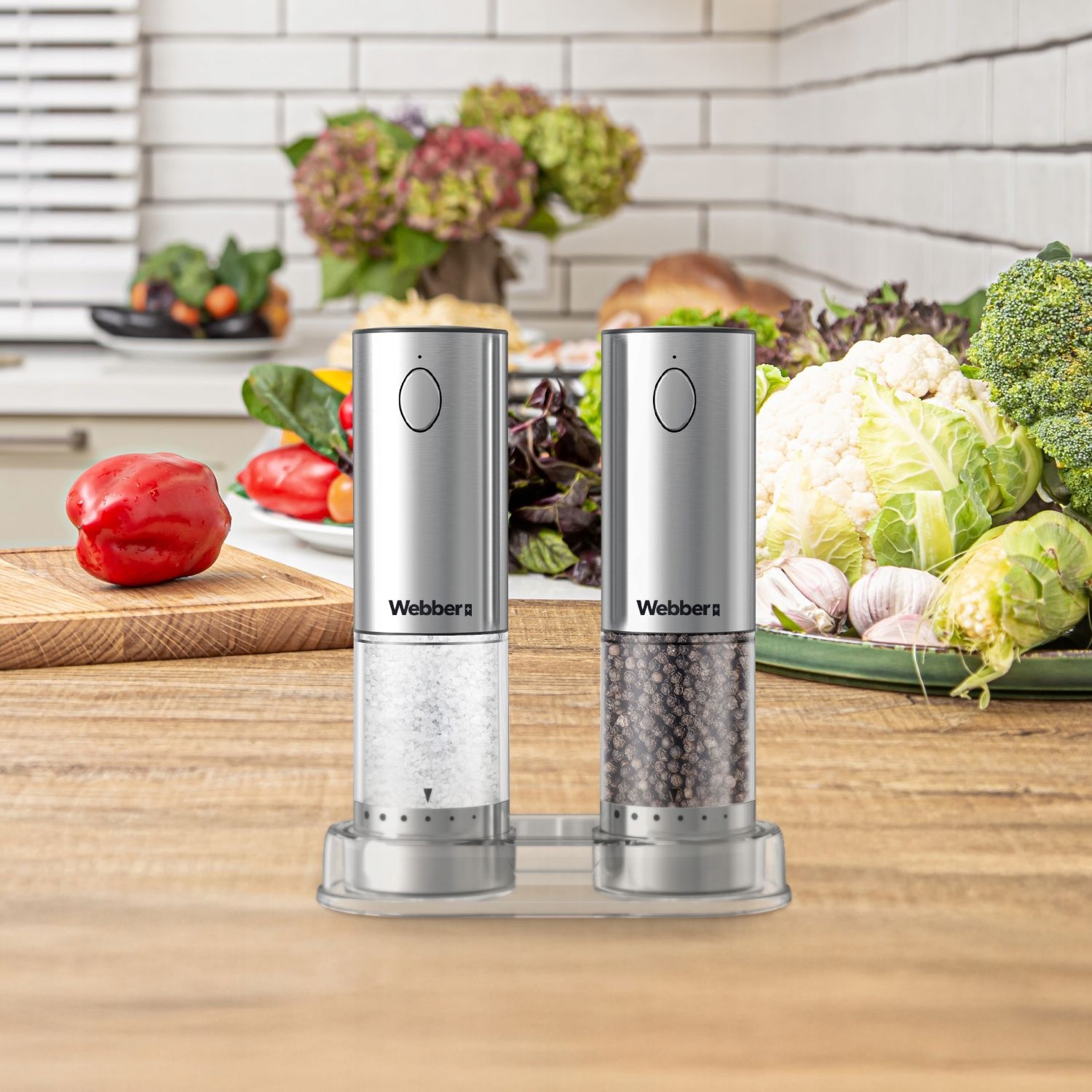WEBBER Elektrische Peper- en Zoutmolen - USB Oplaadbare Set van 2