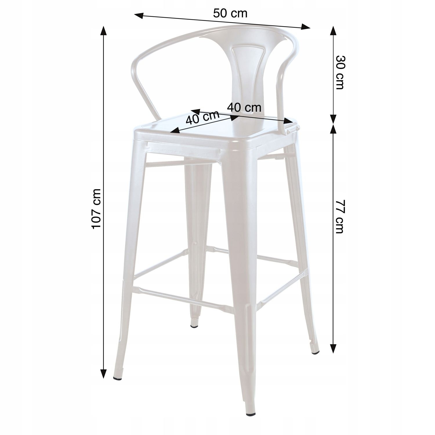 NUFORMA Barkruk Wit Loft - Industrieel design met 120 kg draagkracht