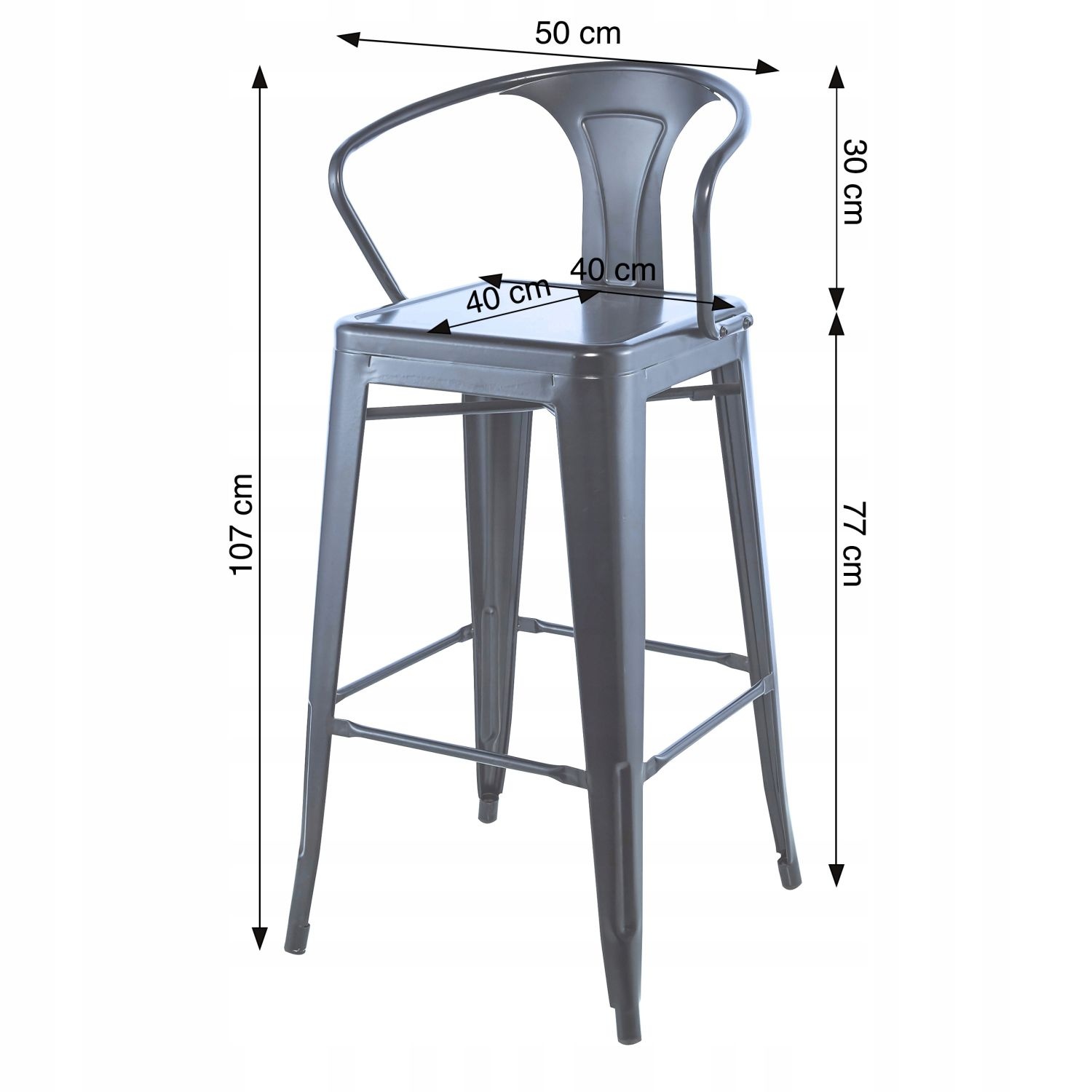 NUFORMA Barstoel Loftstijl - Zilveren Barkruk met Vloerbescherming