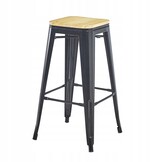 NUFORMA Barstoel Loft Zwart - Industriële barkruk van grenenhout