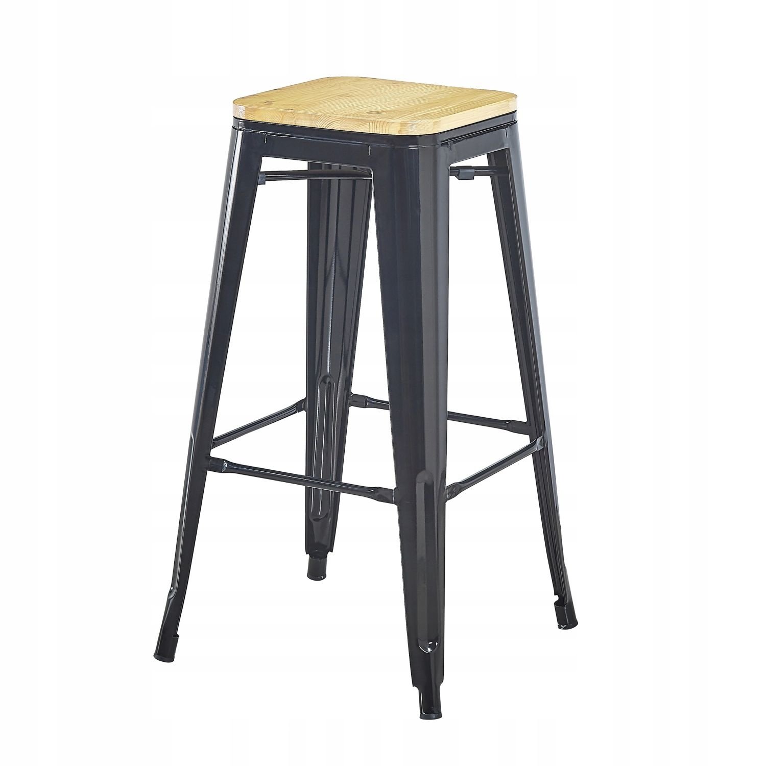 NUFORMA Barstoel Loft Zwart - Industriële barkruk van grenenhout