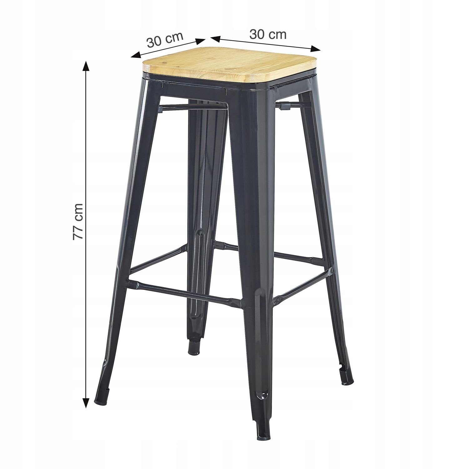 NUFORMA Barstoel Loft Zwart - Industriële barkruk van grenenhout