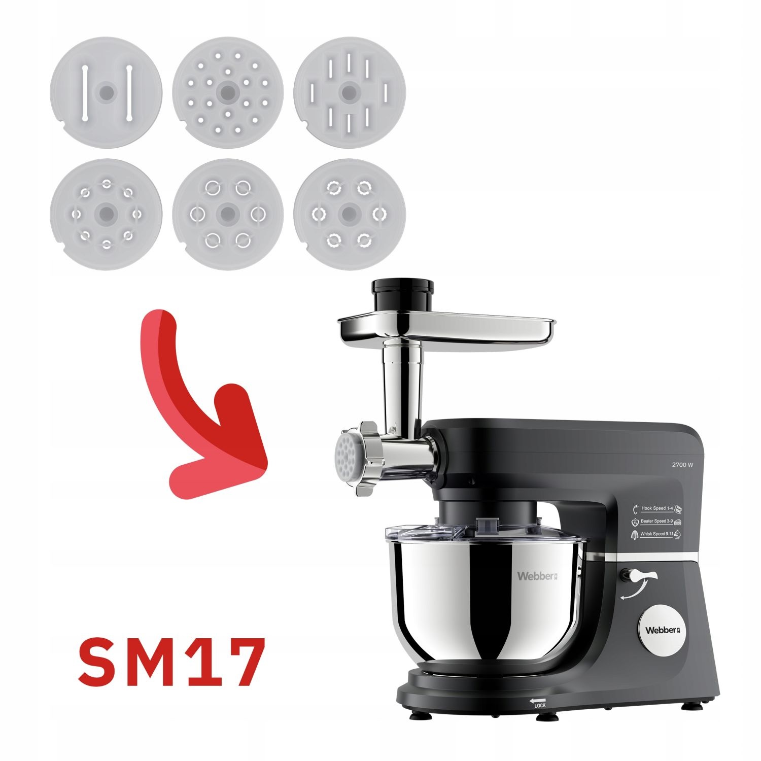 WEBBER rasp en 6 pastamakers SM17 - maak zelf verse authentieke pasta