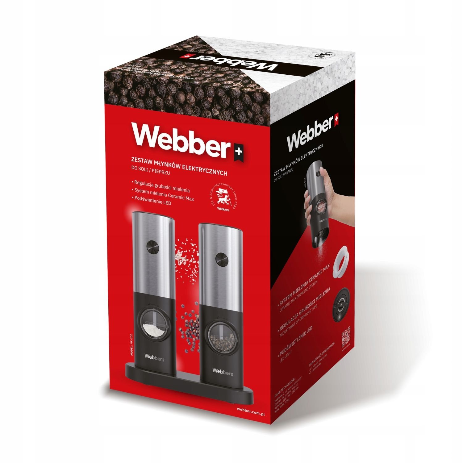 WEBBER Elektrische Peper- en Zoutmolen Set - Met Antimorrelplaat