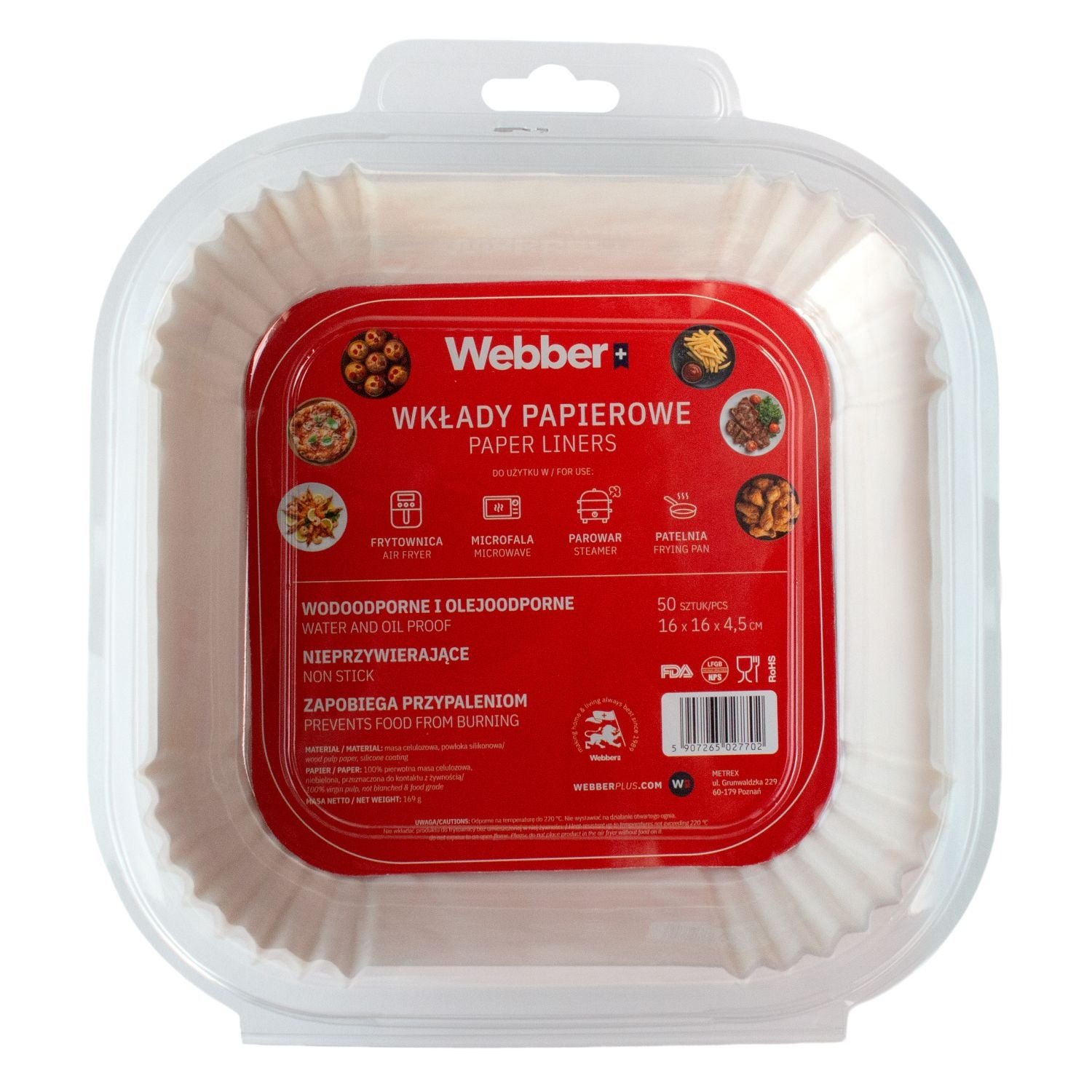 Webber Papieren Airfryer Bakjes 16x16 cm - Geen vette afwas meer