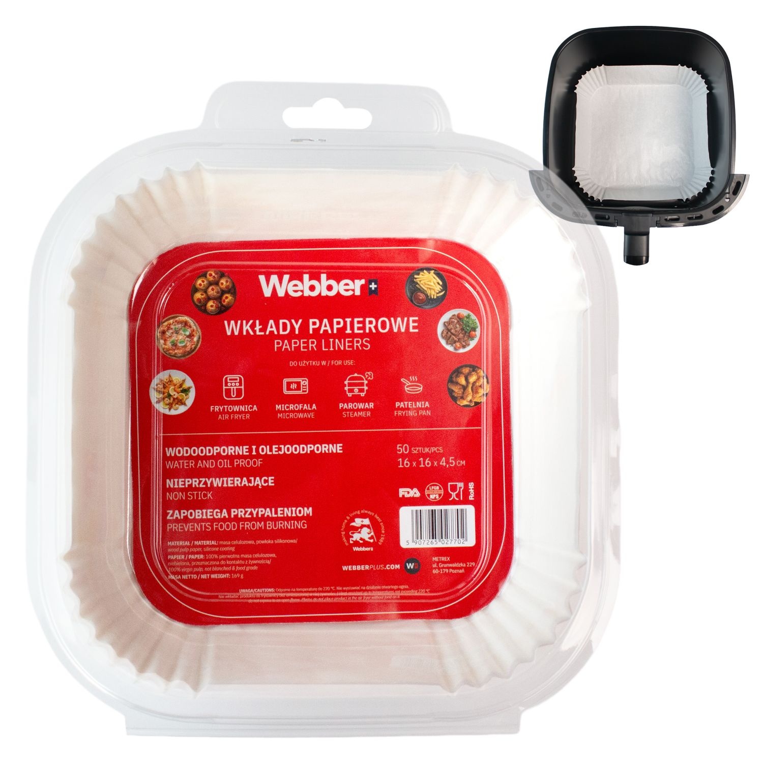 Webber Papieren Airfryer Bakjes 16x16 cm - Geen vette afwas meer