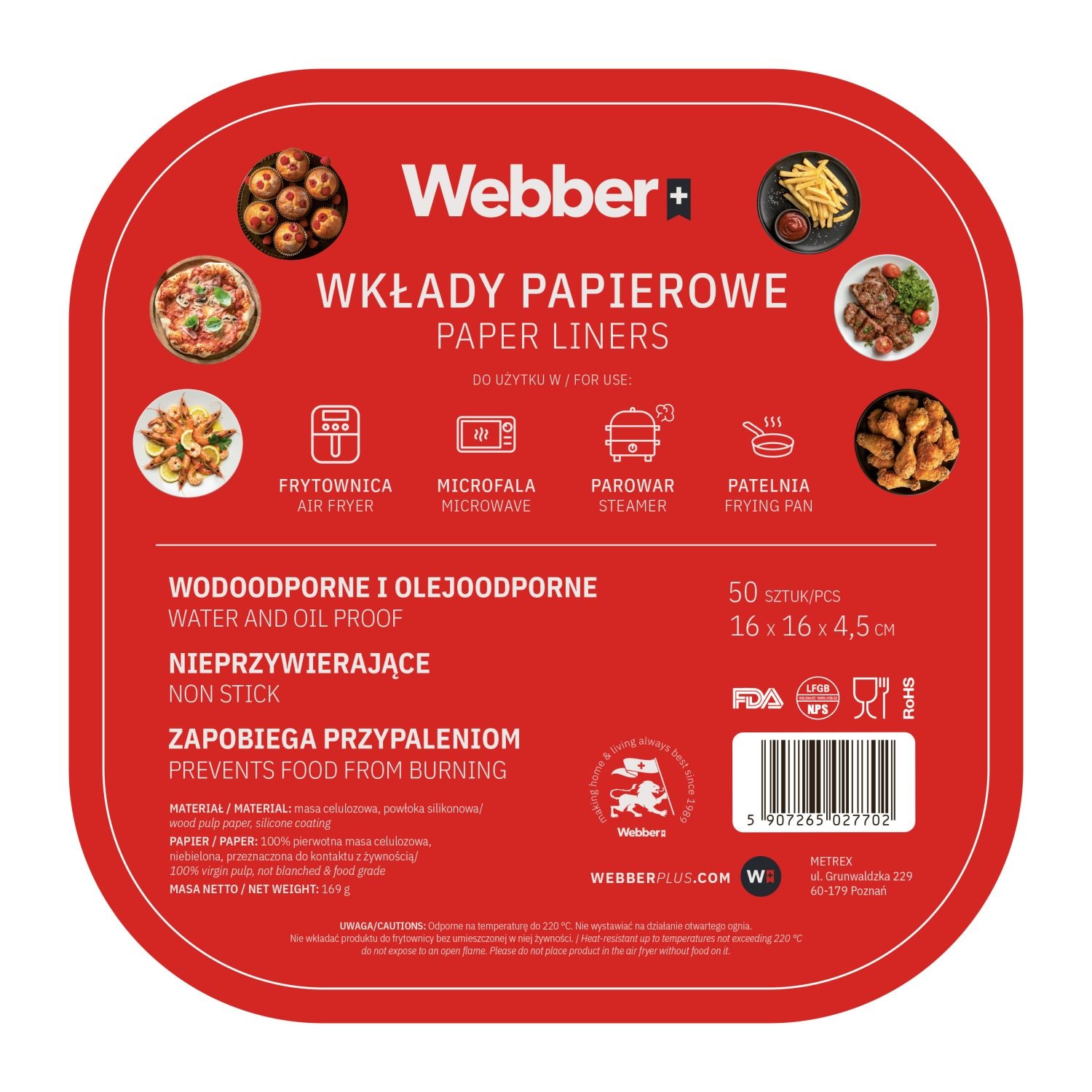 Webber Papieren Airfryer Bakjes 16x16 cm - Geen vette afwas meer