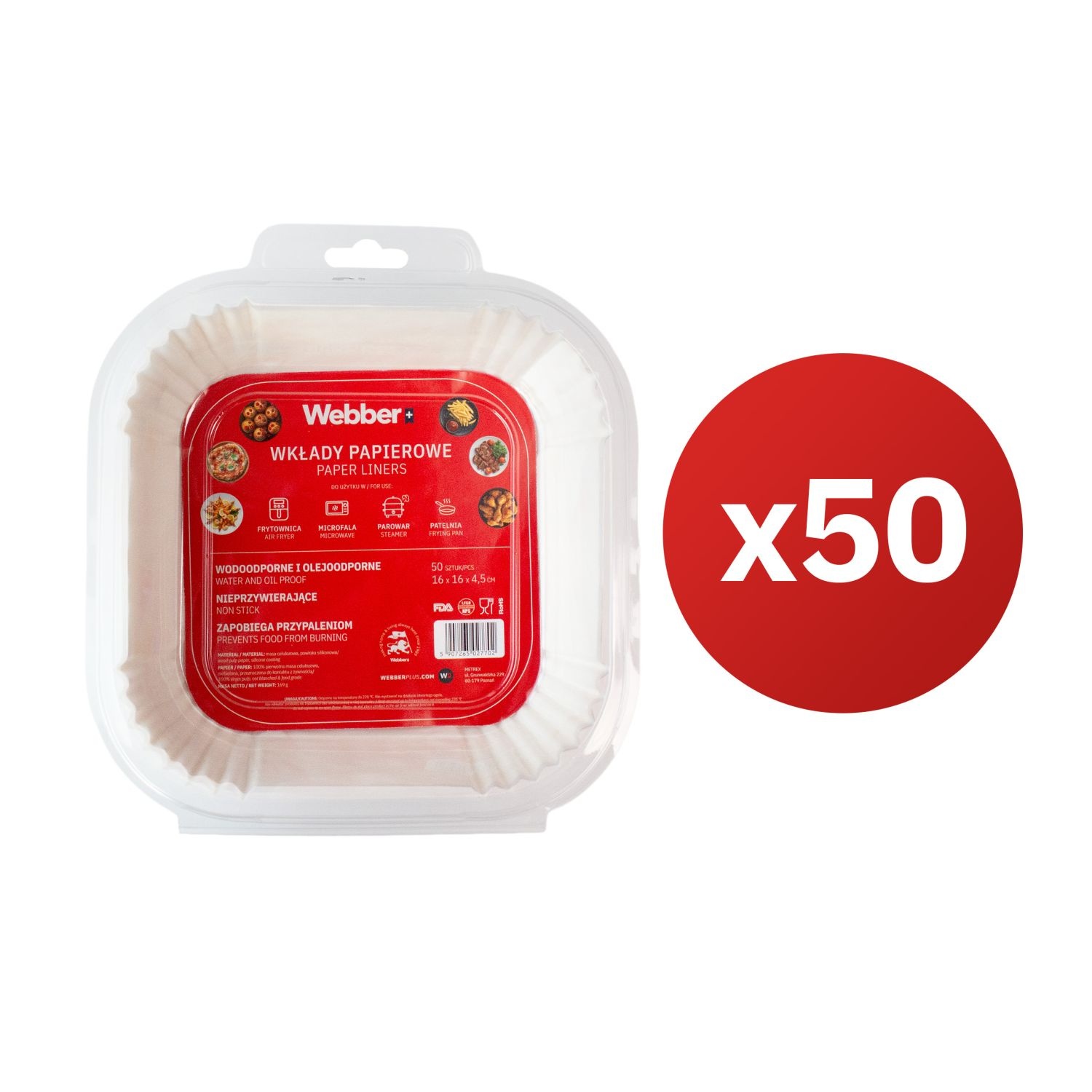 Webber Papieren Airfryer Bakjes 16x16 cm - Geen vette afwas meer