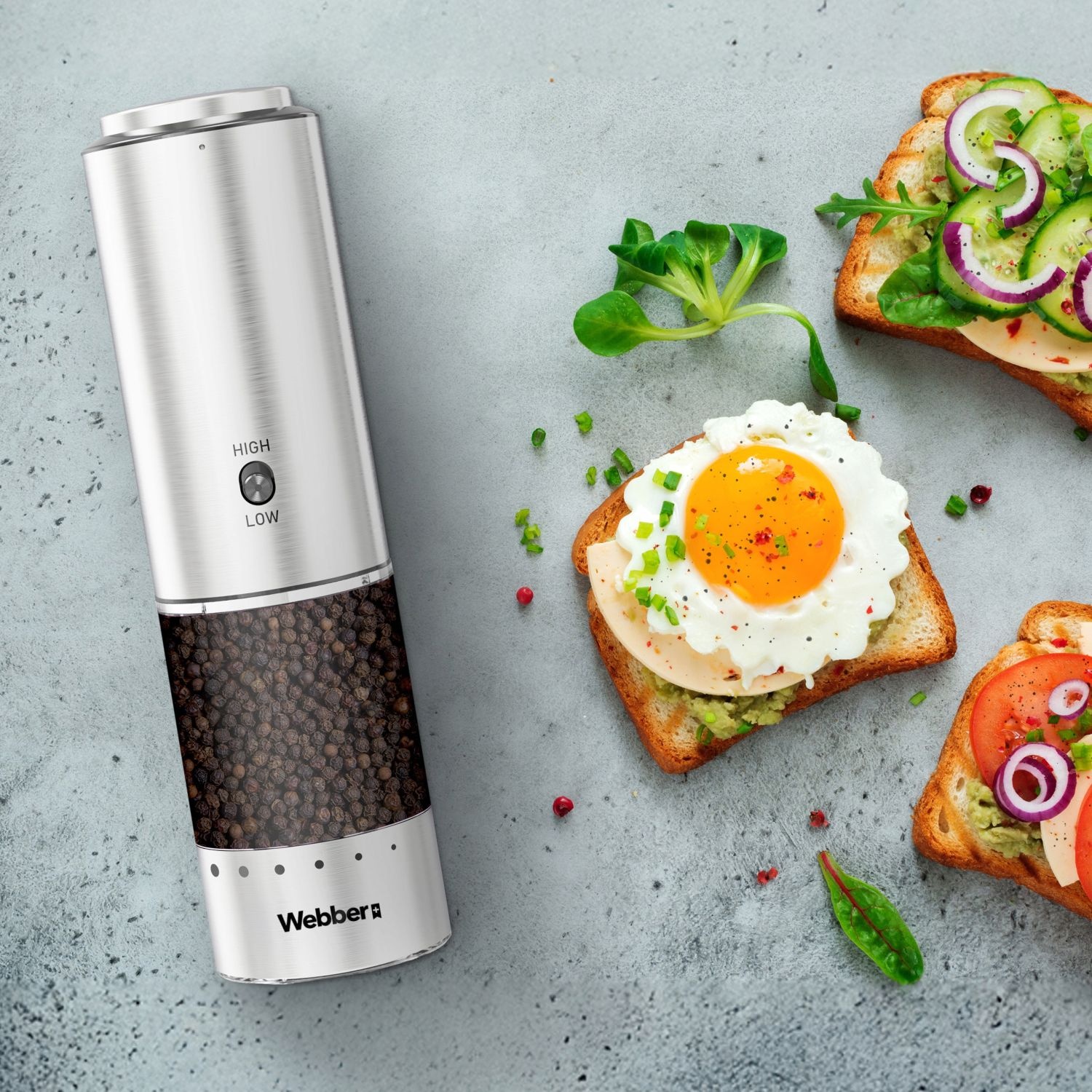 Webber Elektrische Peper- en Zoutmolen - USB Oplaadbaar & Keramisch