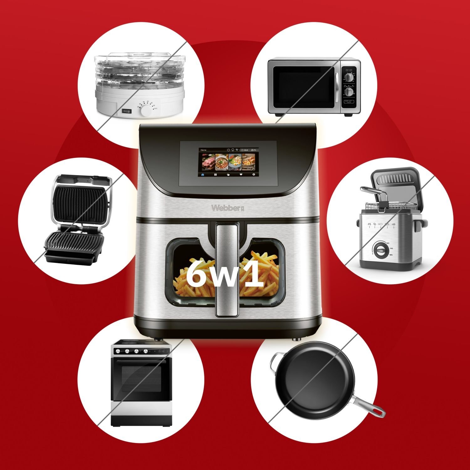 Webber Heteluchtfriteuse AF938TFT EINS - 8L met dubbele verwarming