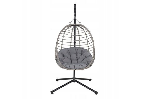 NUFORMA Cabo Hangstoel Ei - Luxe Cocoon Stoel met Grijze Kussens