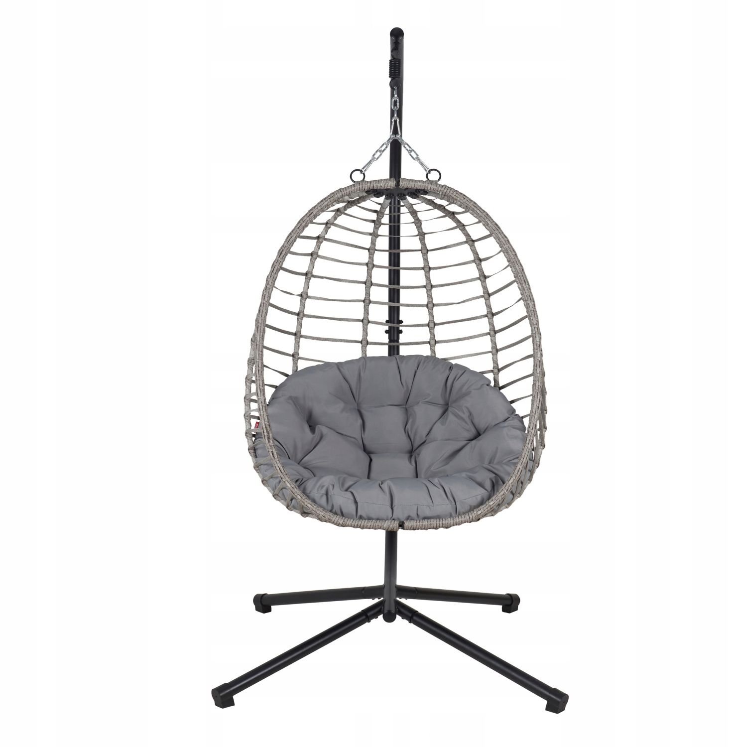 NUFORMA Cabo Hangstoel Ei - Luxe Cocoon Stoel met Grijze Kussens