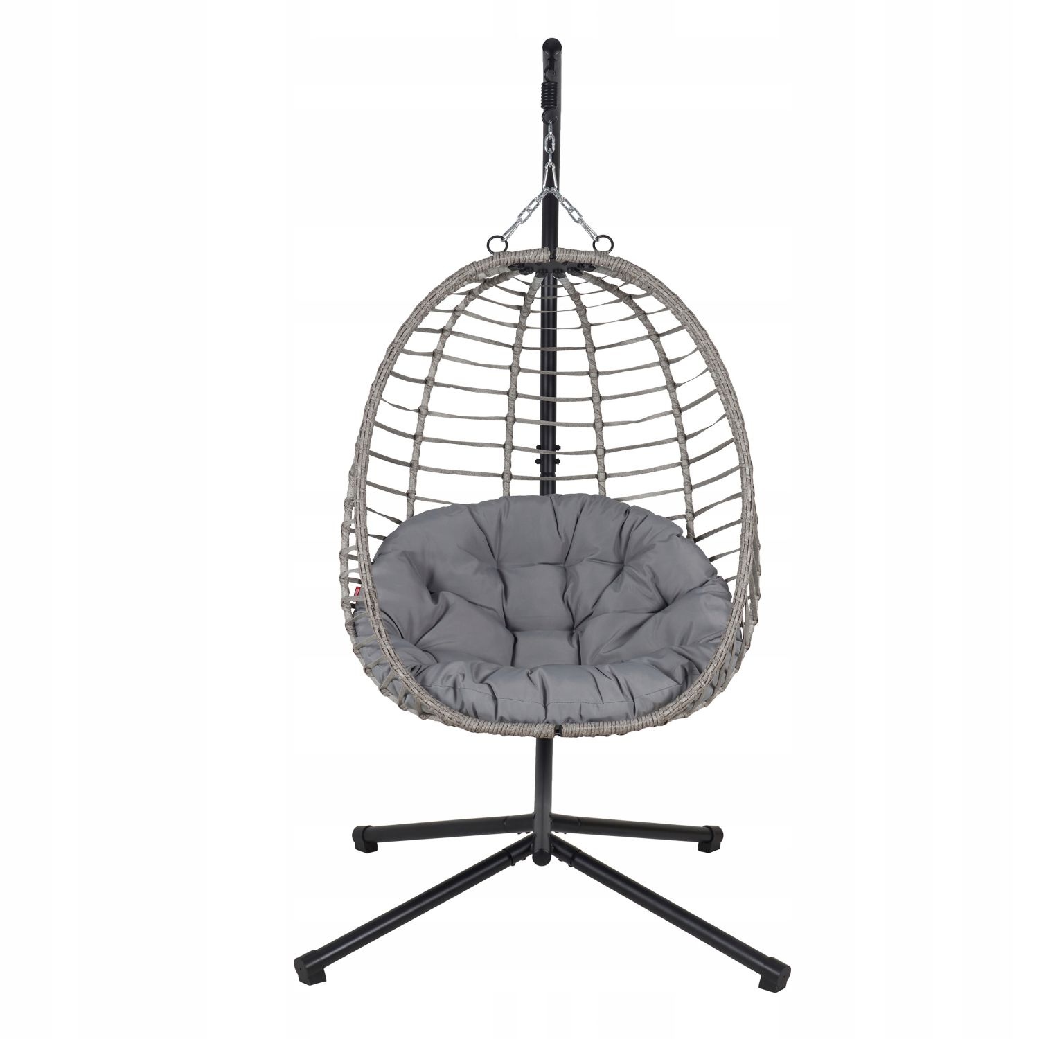 NUFORMA Cabo Hangstoel Ei - Luxe Cocoon Stoel met Grijze Kussens