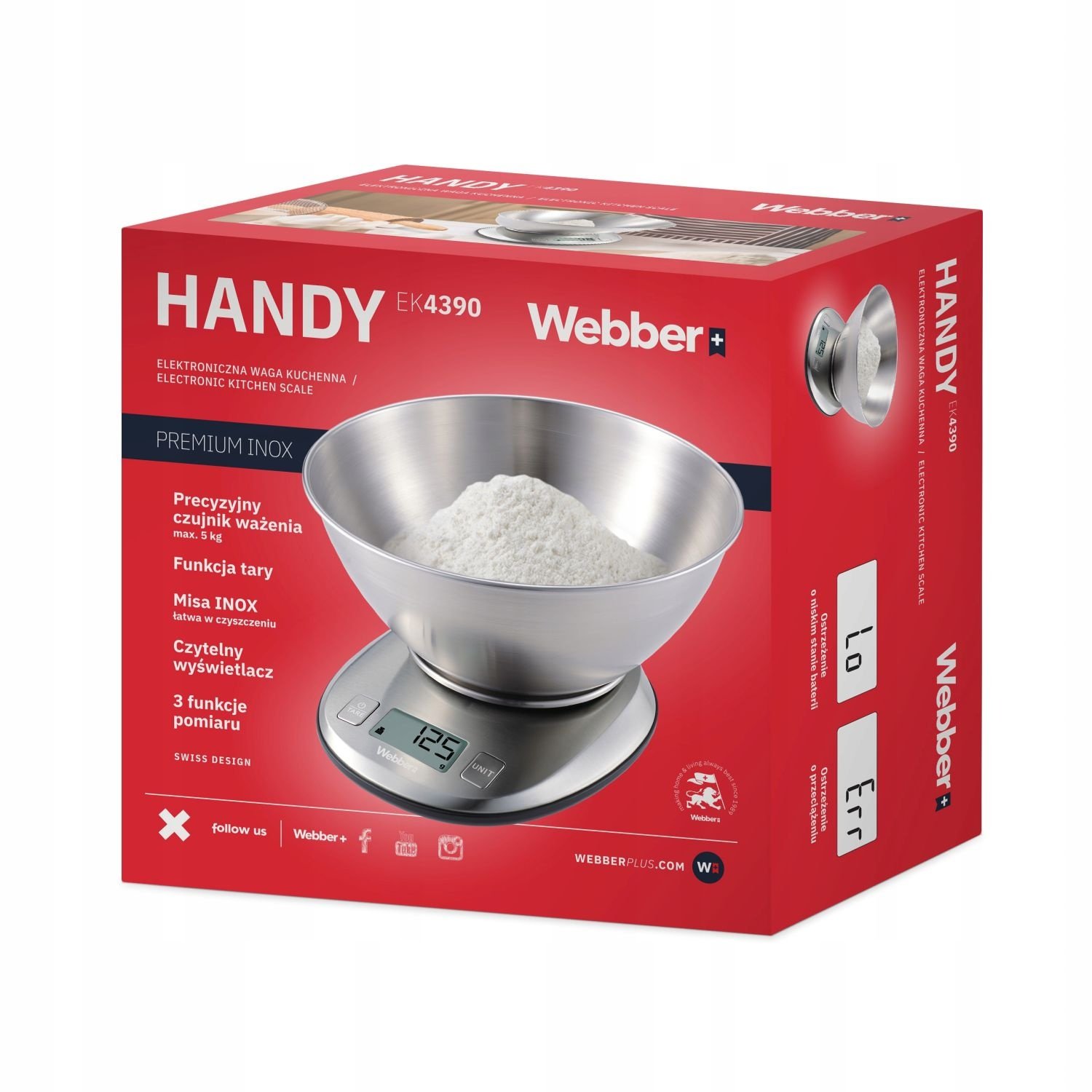 Webber Keukenweegschaal HANDY EK4390 - Precisie met 1,8L Inox Mengkom