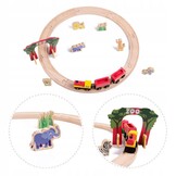 PAN PATYK Houten treinset Dierentuin - 20-delig met tunnel