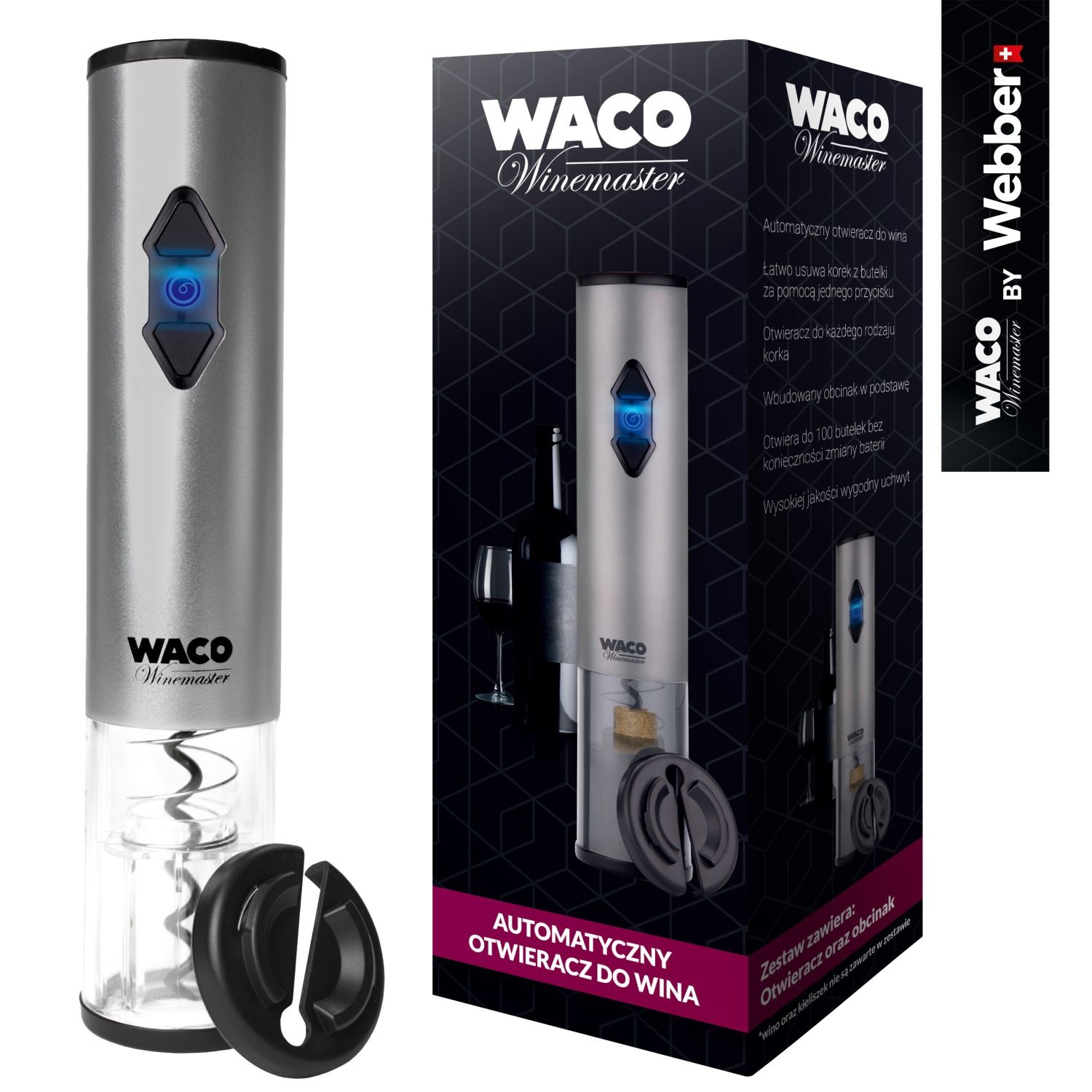 WEBBER Automatische wijnopener OW5 Waco - Opent flessen in 8 seconden