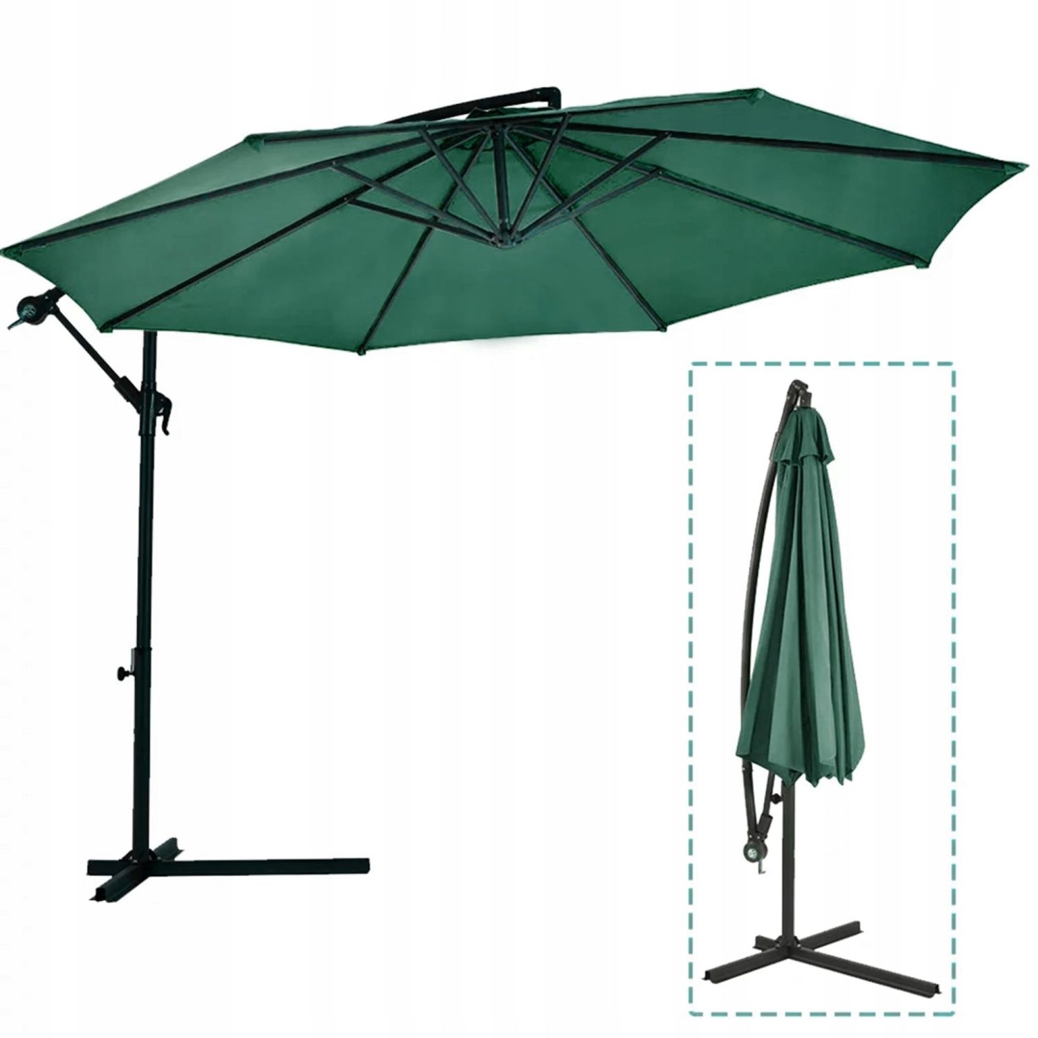 GARDENSELECT Tuinparasol SOLA - 300 cm Kantelbaar met Zwengel Groen