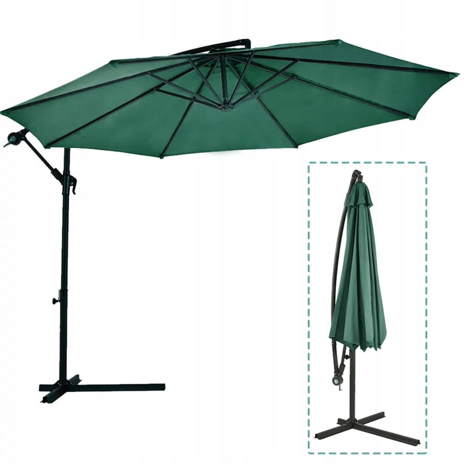 GARDENSELECT Tuinparasol SOLA - 300 cm Kantelbaar met Zwengel Groen