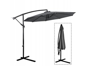 GARDENSELECT SOLA Grote Tuinparasol - Ø 300 cm met Zwengel - Grijs