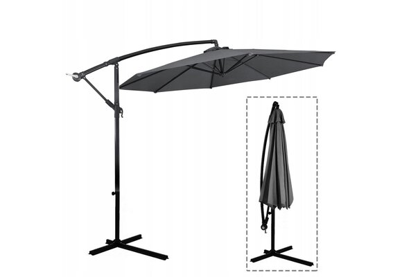 GARDENSELECT SOLA Grote Tuinparasol - Ø 300 cm met Zwengel - Grijs