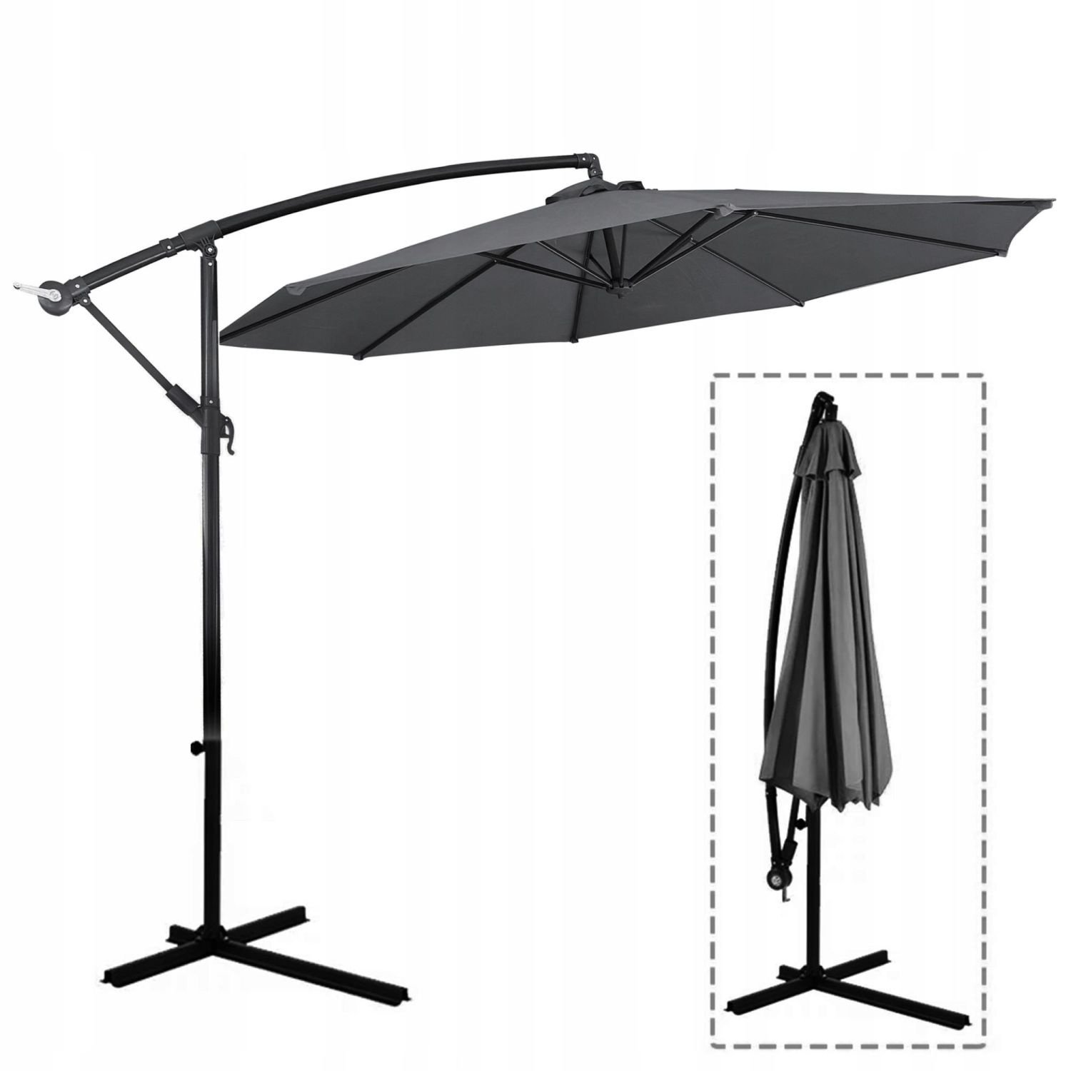 GARDENSELECT SOLA Grote Tuinparasol - Ø 300 cm met Zwengel - Grijs