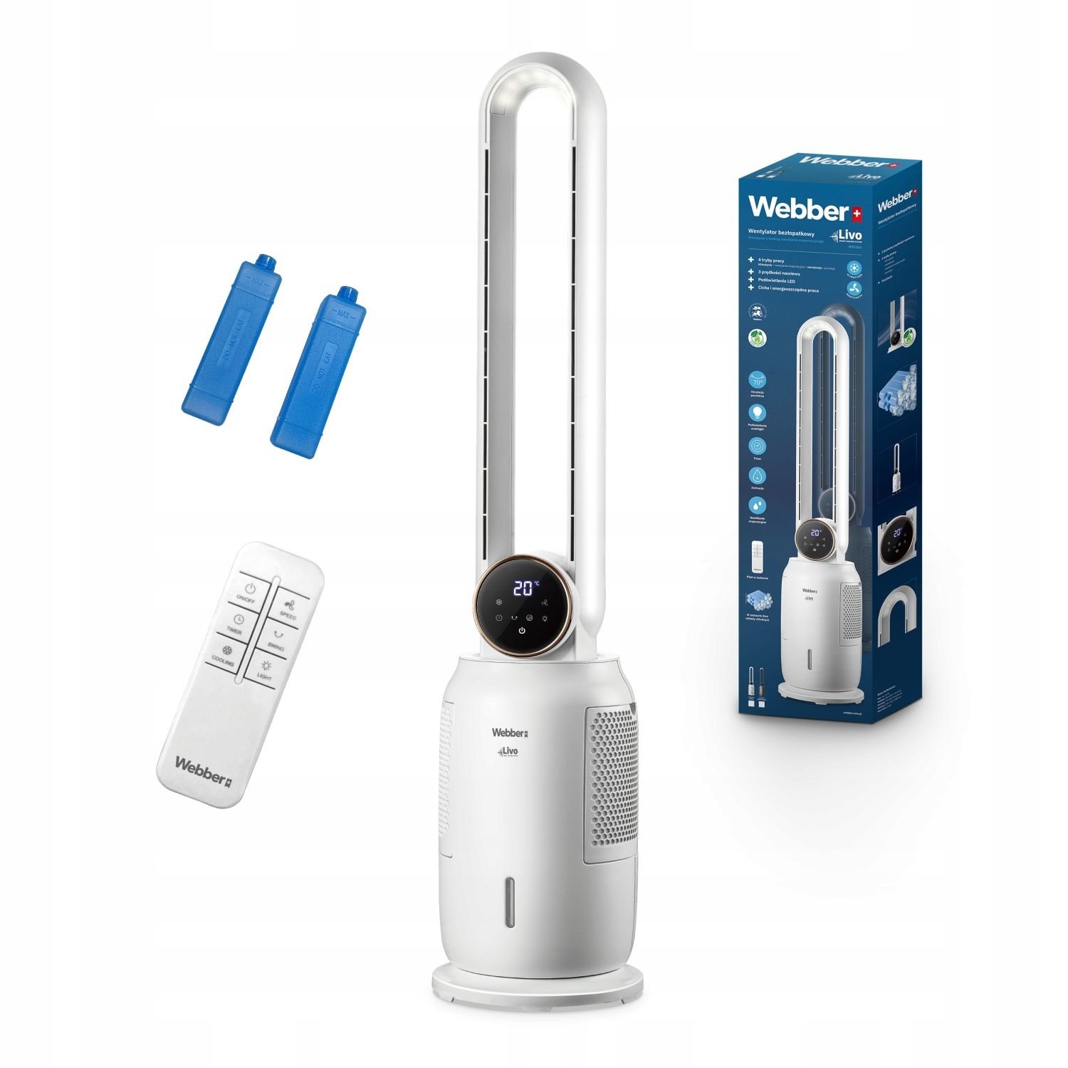 WEBBER Bladloze Ventilator LIVO WB1840B - Veilig koelen en ioniseren