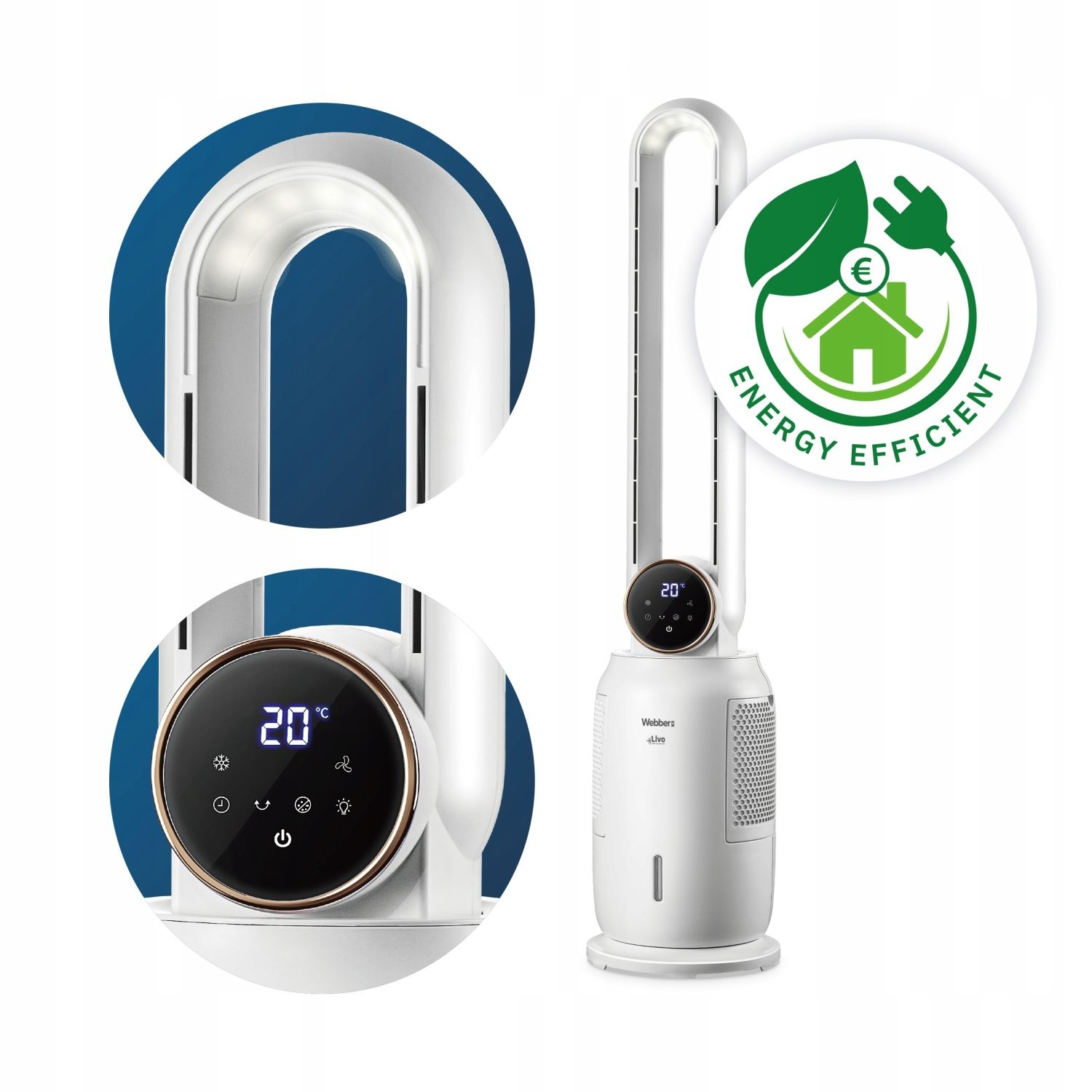 WEBBER Bladloze Ventilator LIVO WB1840B - Veilig koelen en ioniseren