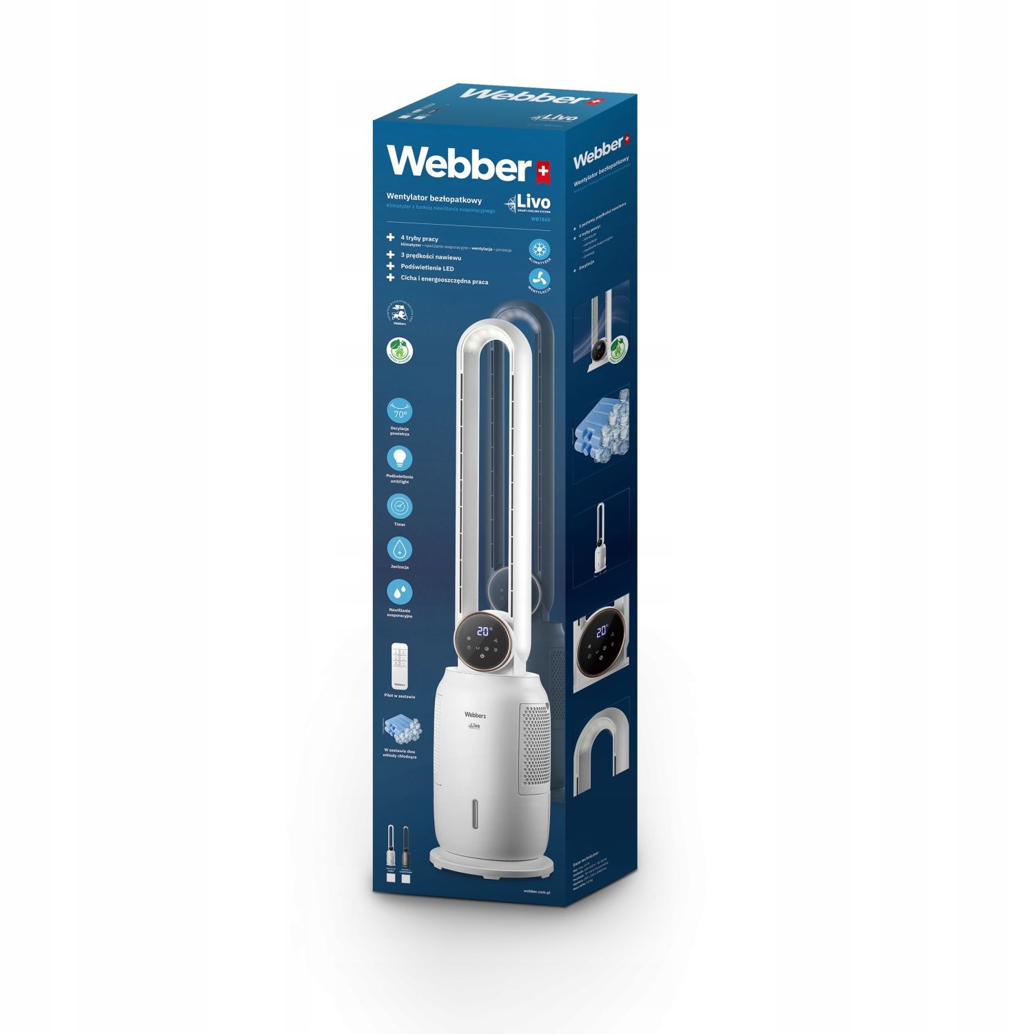 WEBBER Bladloze Ventilator LIVO WB1840B - Veilig koelen en ioniseren