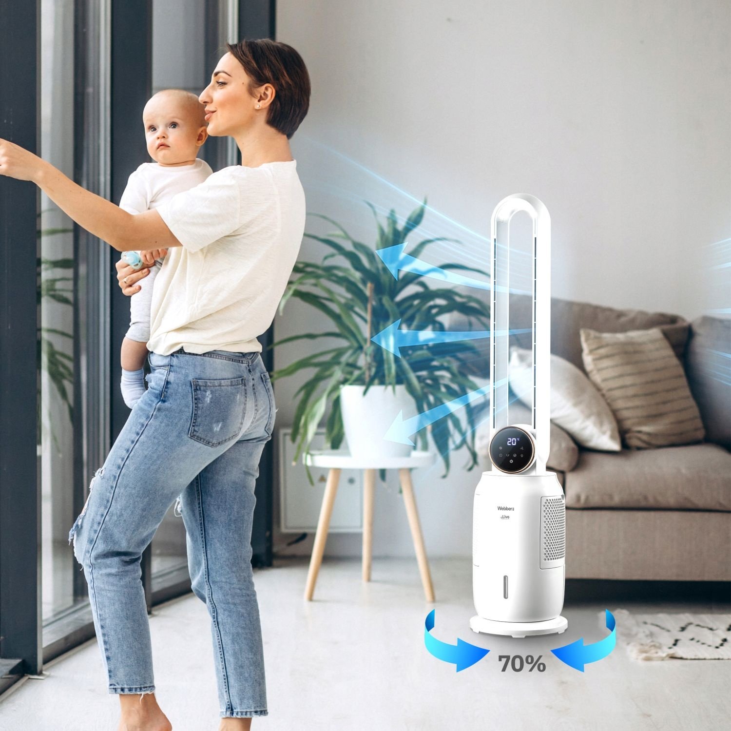 WEBBER Bladloze Ventilator LIVO WB1840B - Veilig koelen en ioniseren