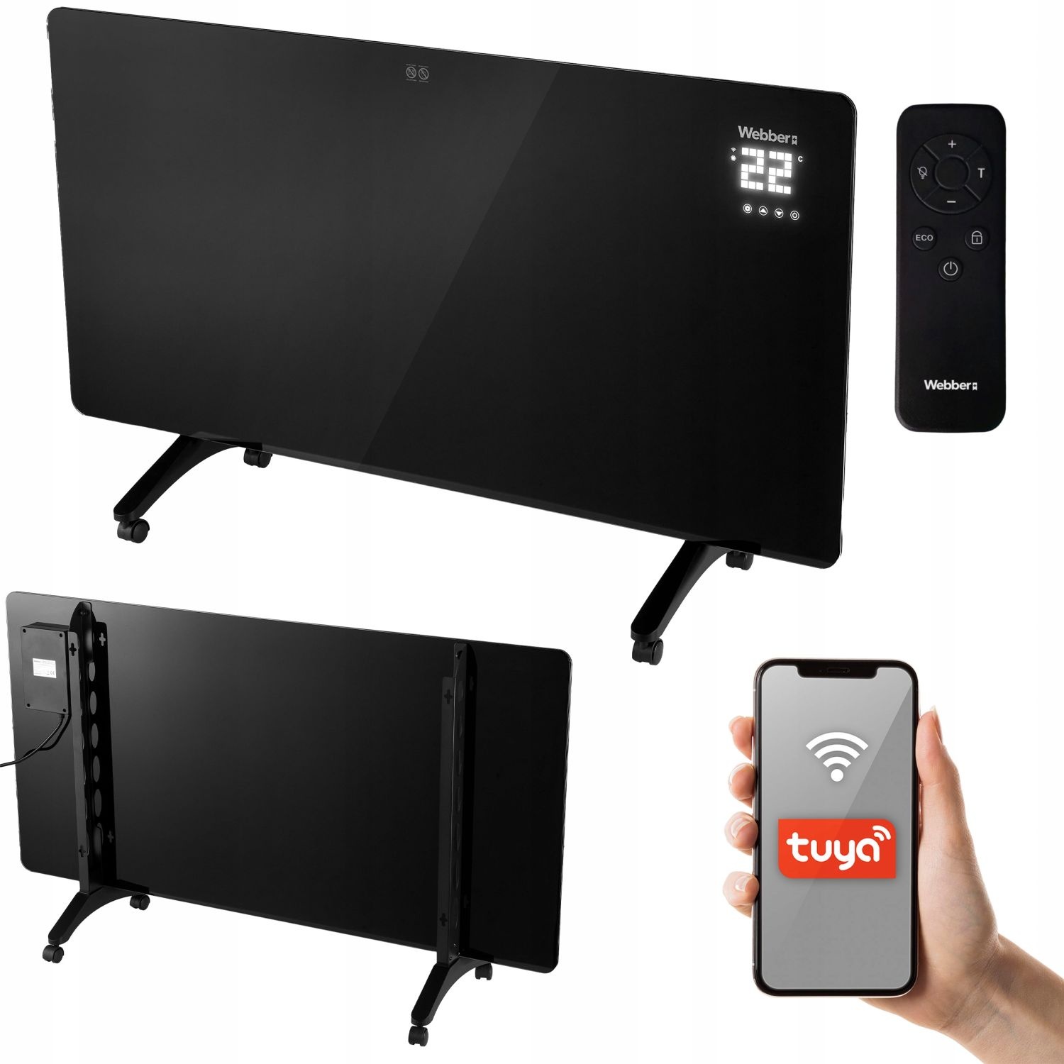 WEBBER Infrarood Paneelverwarming IGH-720 Zwart - Slimme Wi-Fi Bediening