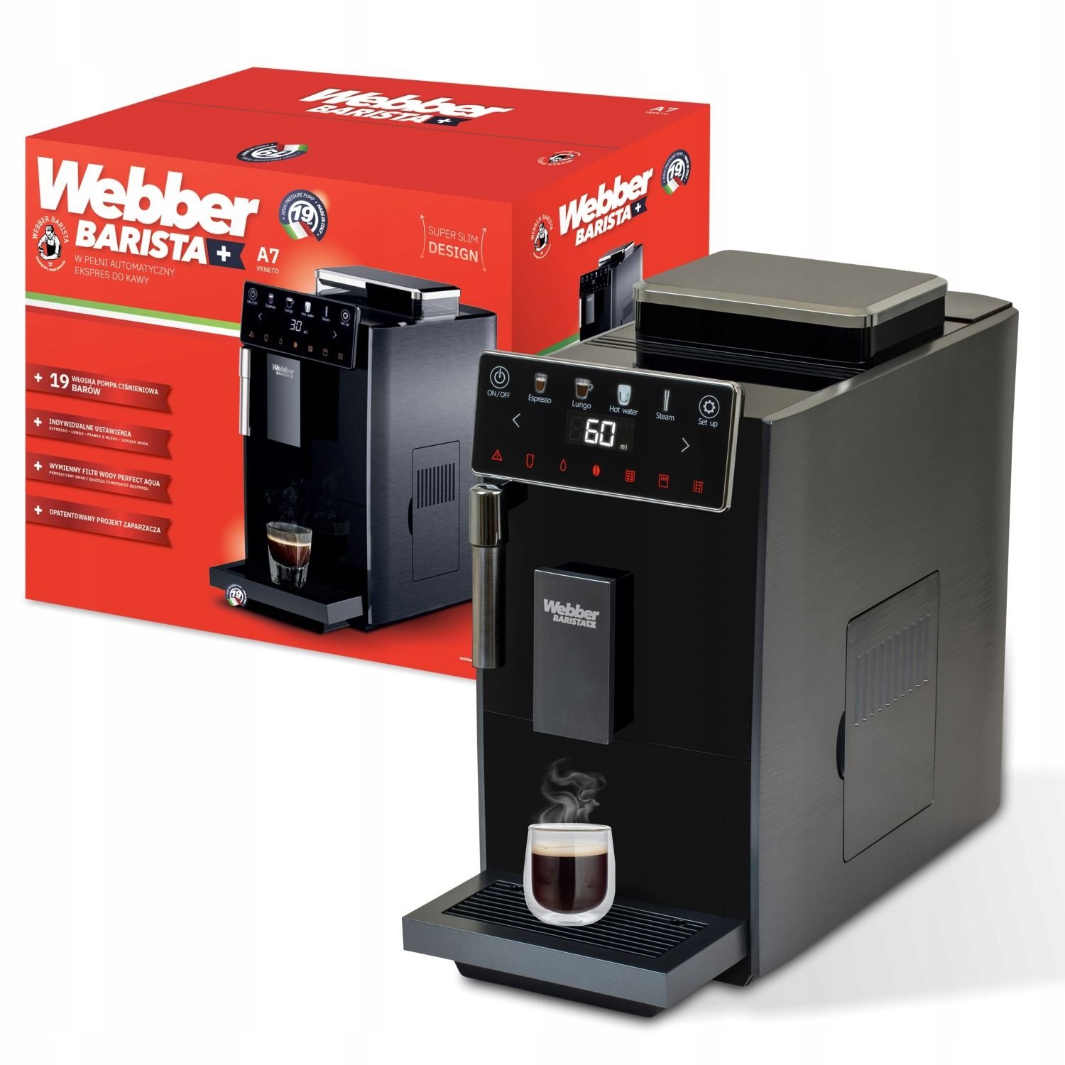 Webber Espressomachine Barista A7 VENETO - 19 Bar voor Perfecte Crema