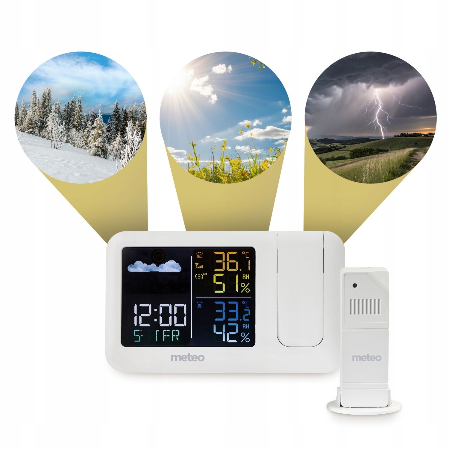 Meteo Weerstation SP208 - Met Tijdprojector en Draadloze Sensor