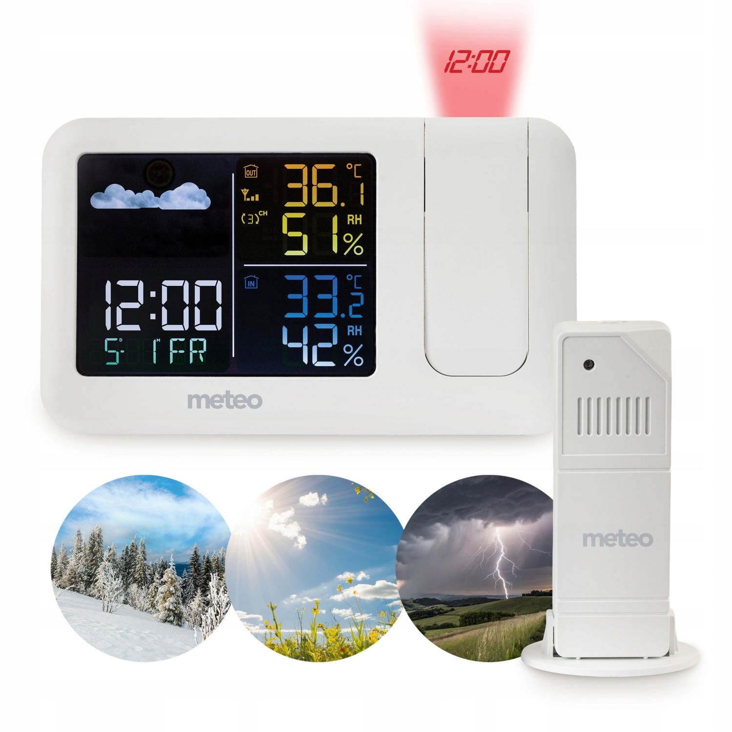 Meteo Weerstation SP208 - Met Tijdprojector en Draadloze Sensor