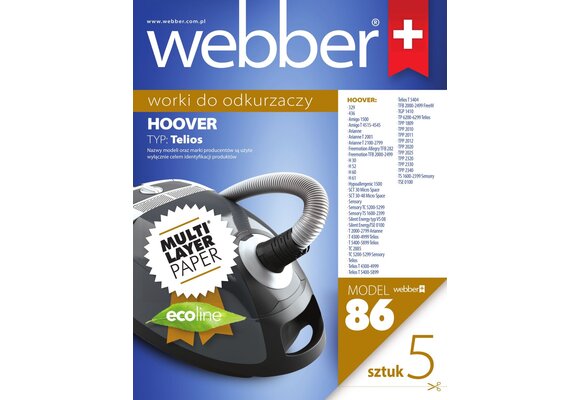 Webber Stofzuigerzakken Hoover Telios - 86 stuks meerlaags papier