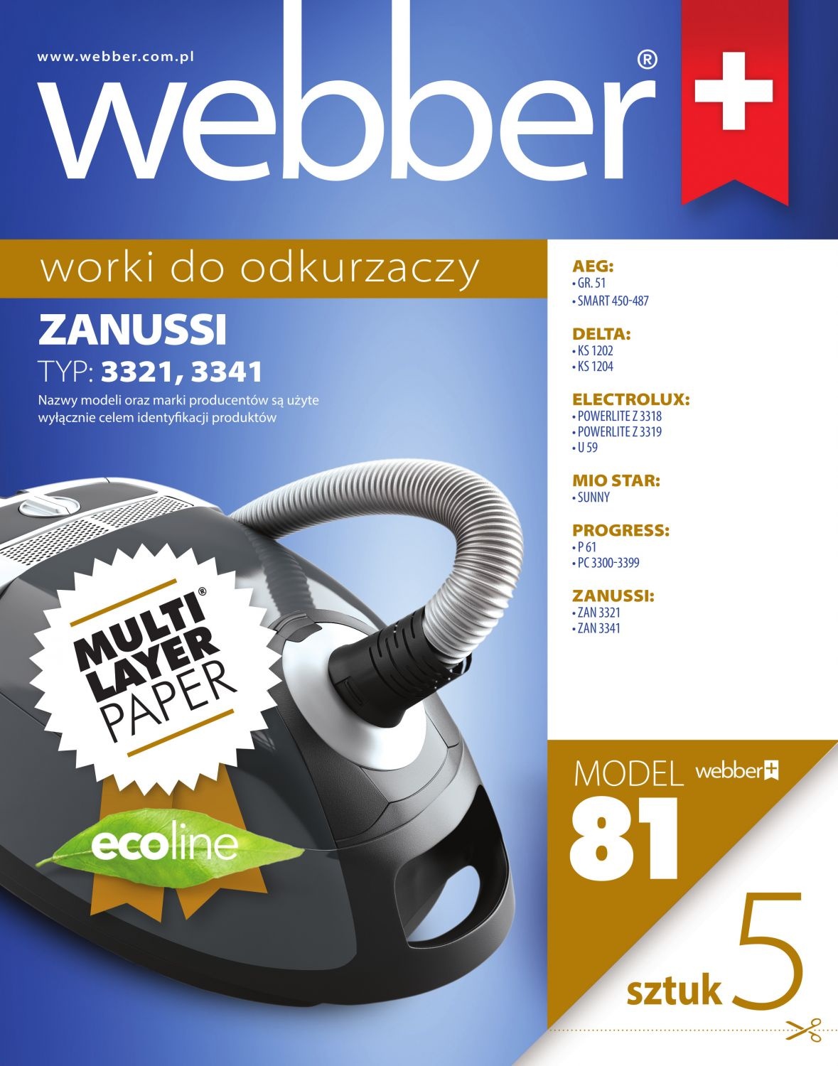WEBBER Stofzuigerzakken Zanussi/Electrolux/AEG - Meerlagig Papier